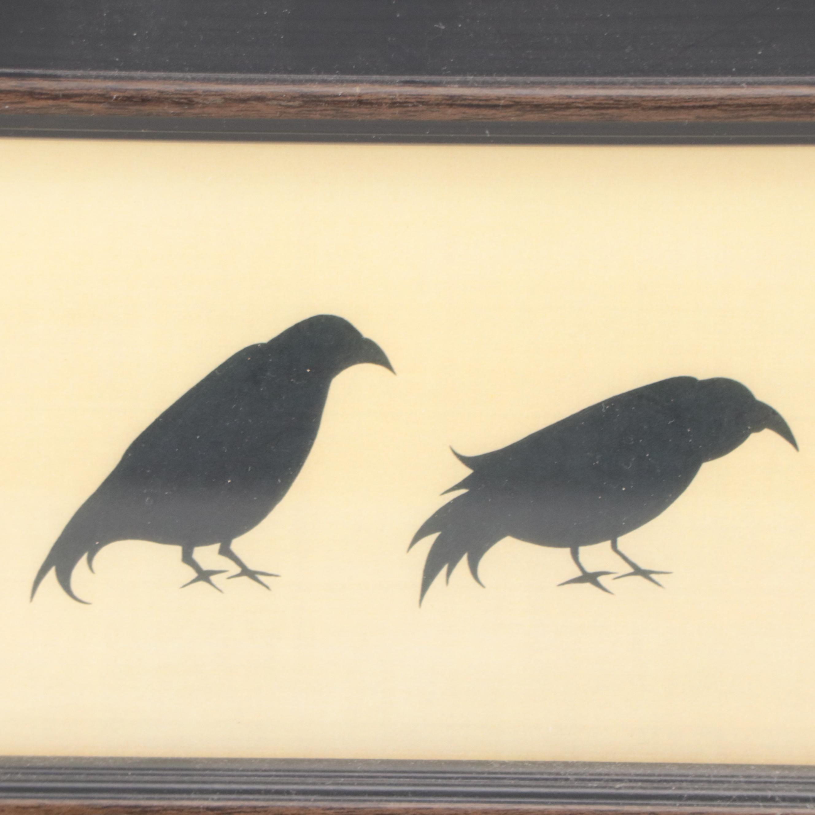 Folk Art Style Reproduction Prints Featuring Crows