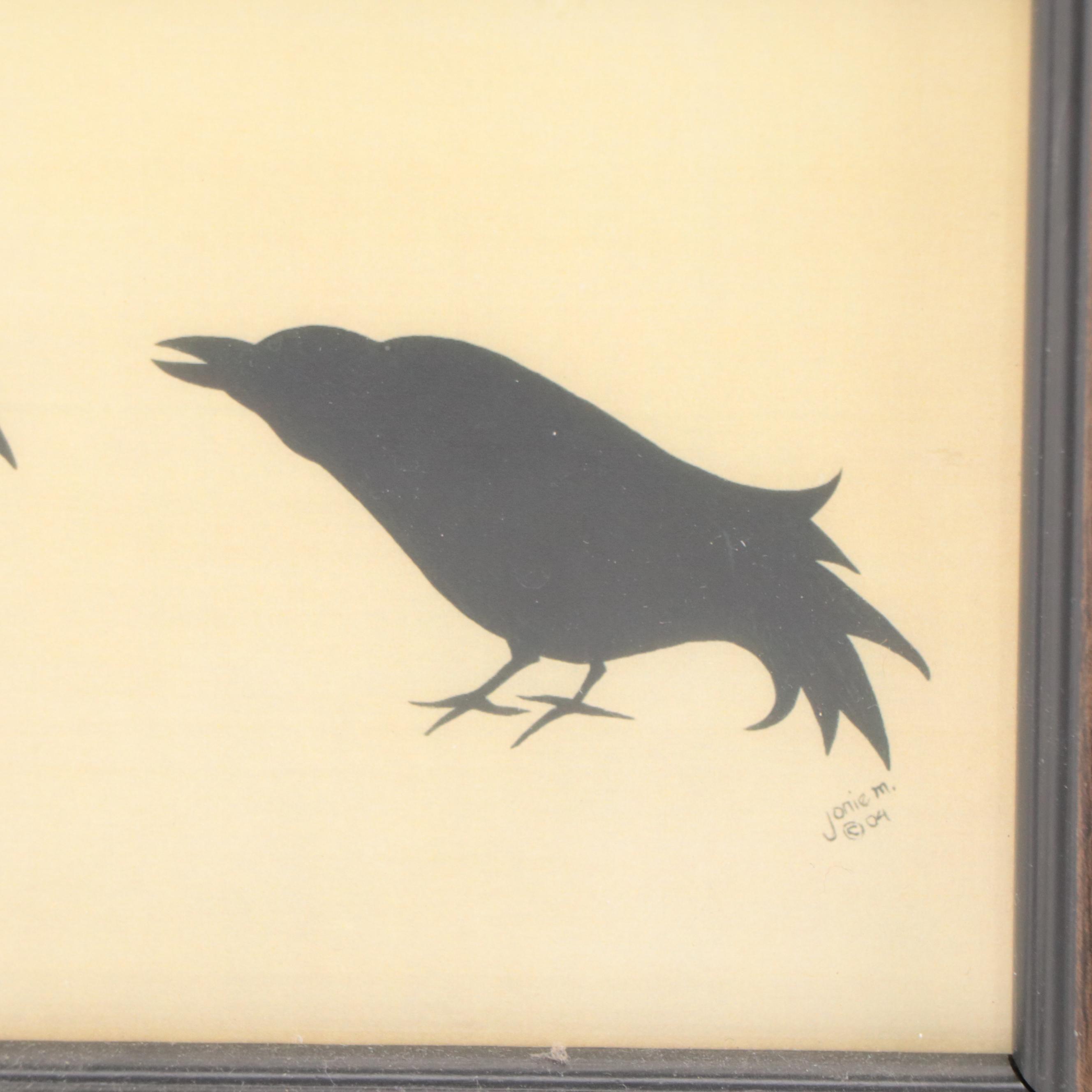 Folk Art Style Reproduction Prints Featuring Crows