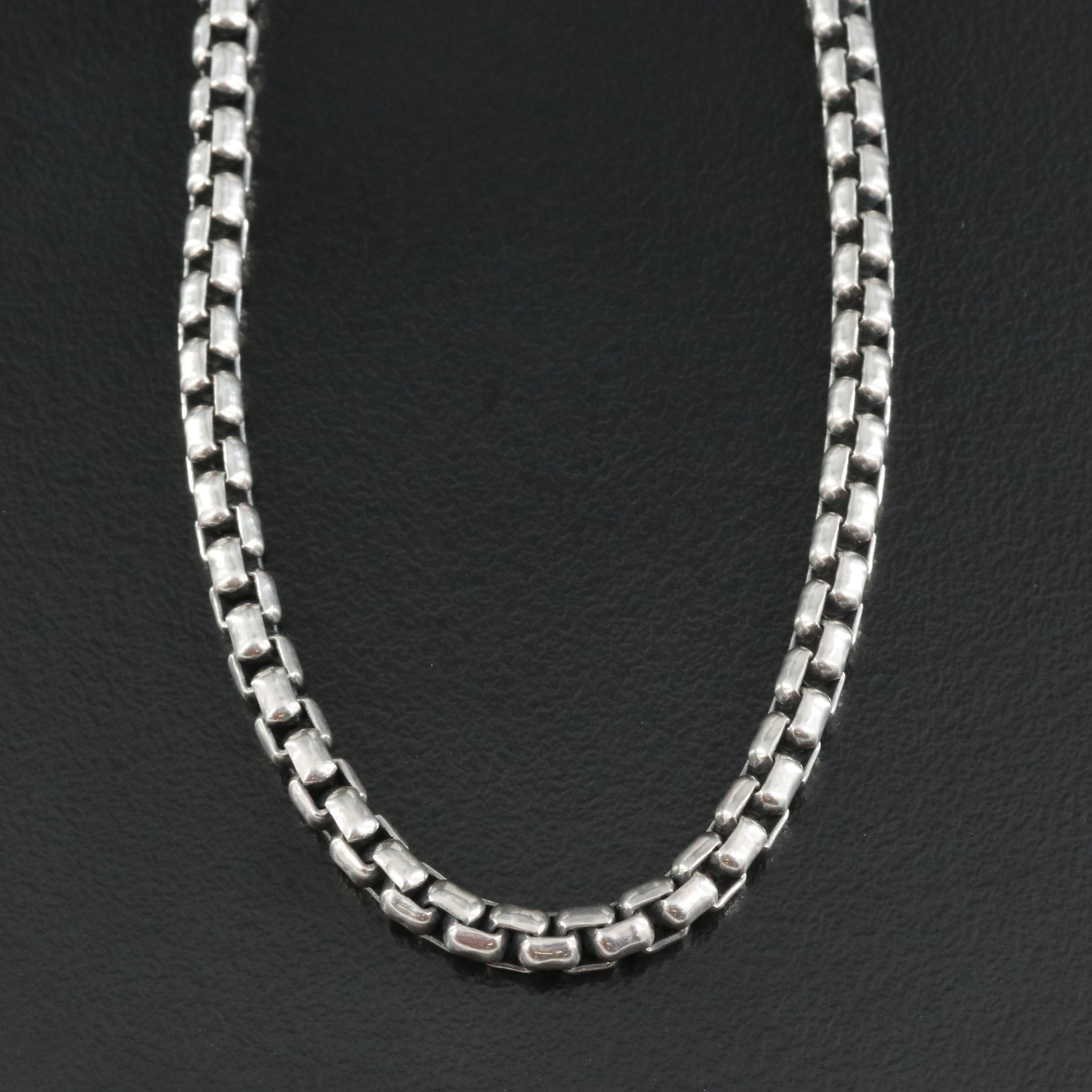 David Yurman Sterling Box Chain Necklace with 14K Tag