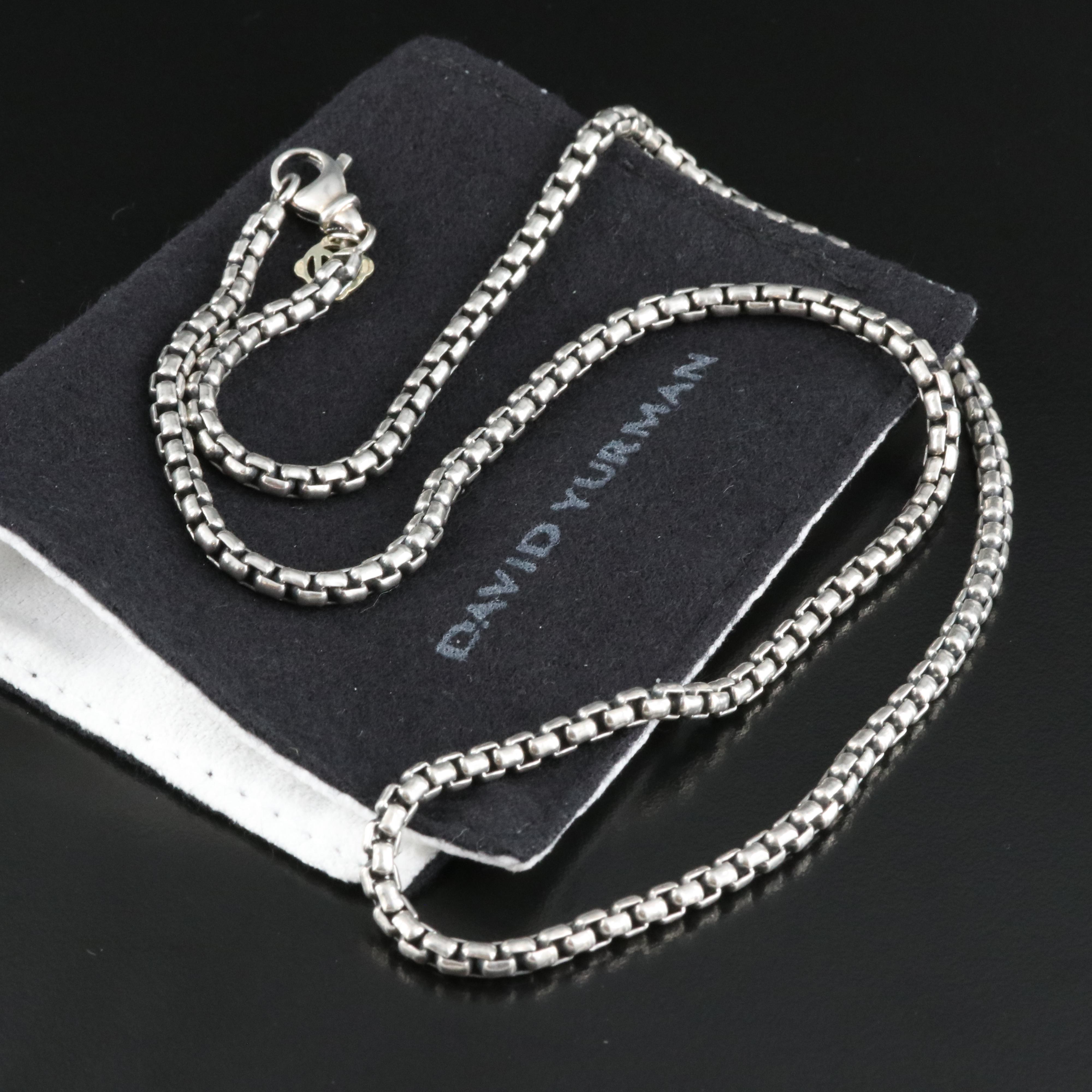 David Yurman Sterling Box Chain Necklace with 14K Tag