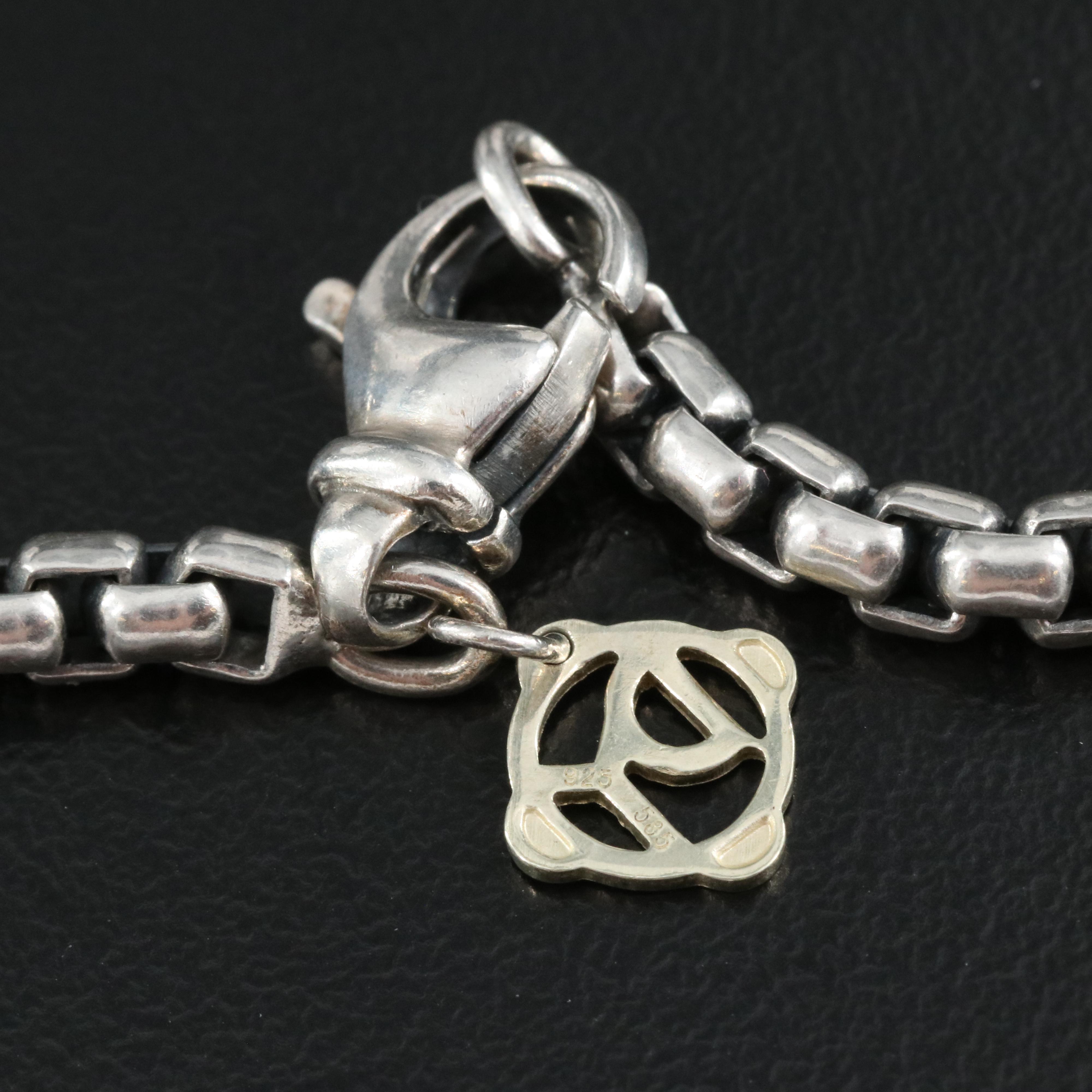 David Yurman Sterling Box Chain Necklace with 14K Tag