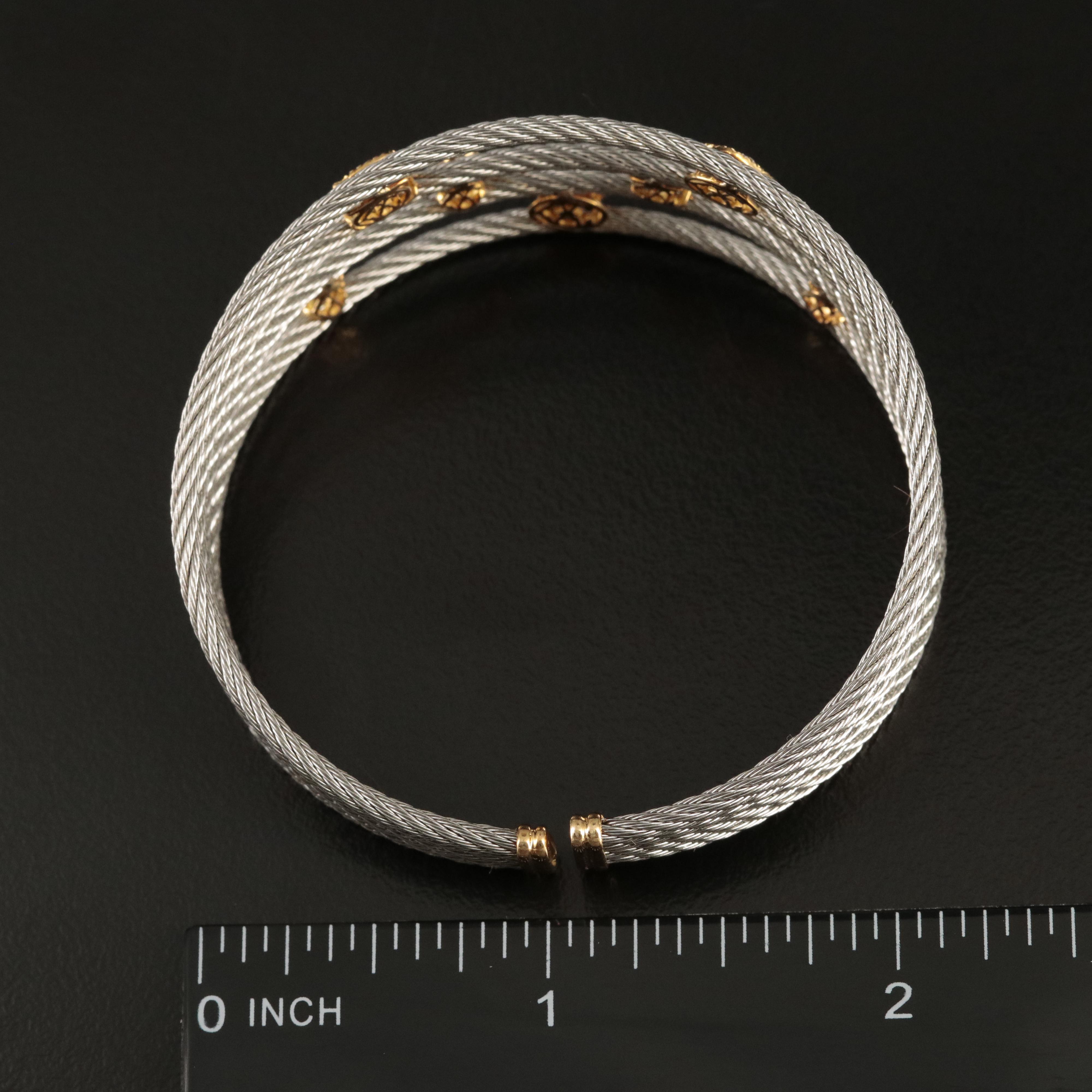 Charriol Cable and 18K Diamond Multi-Row Cuff