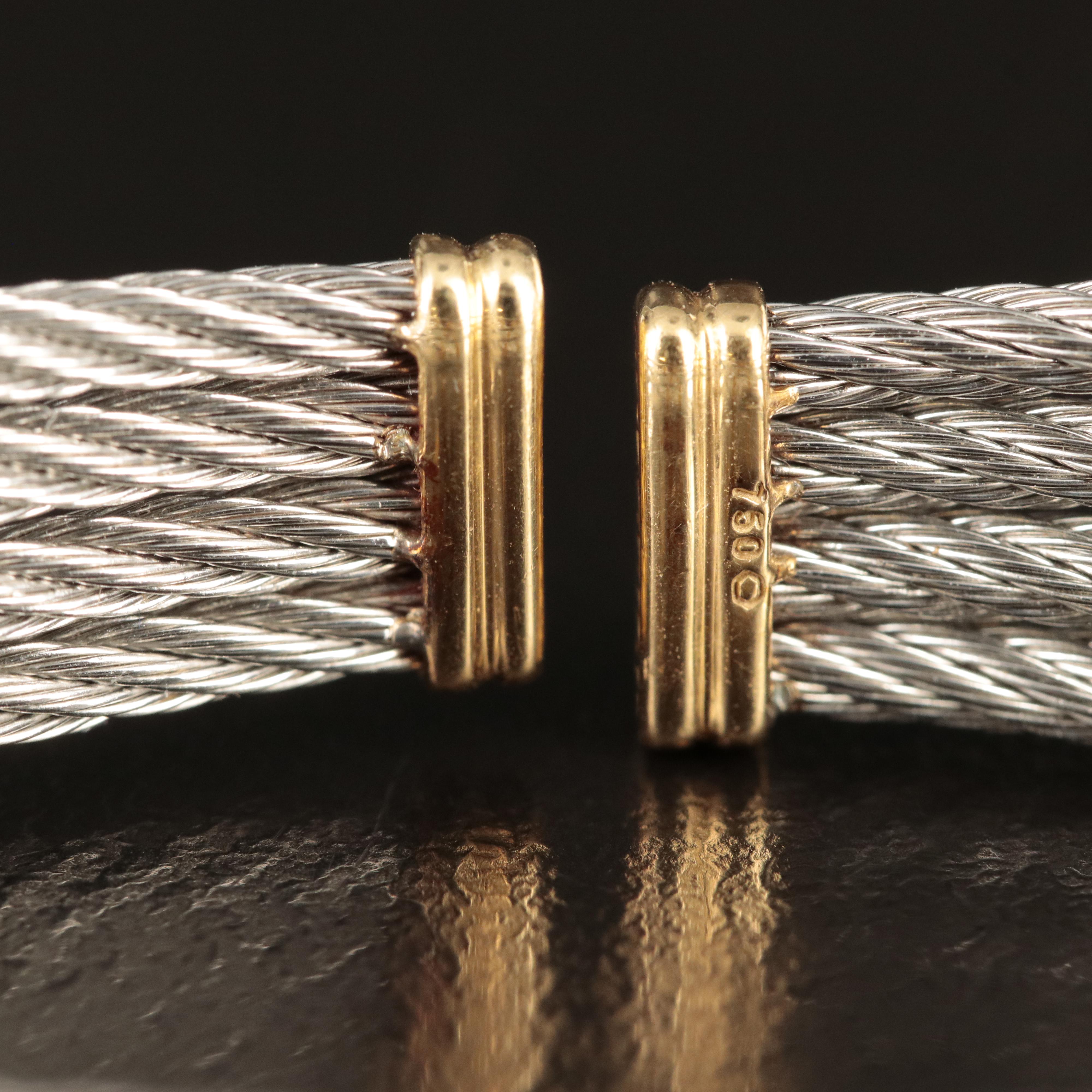 Charriol Cable and 18K Diamond Multi-Row Cuff