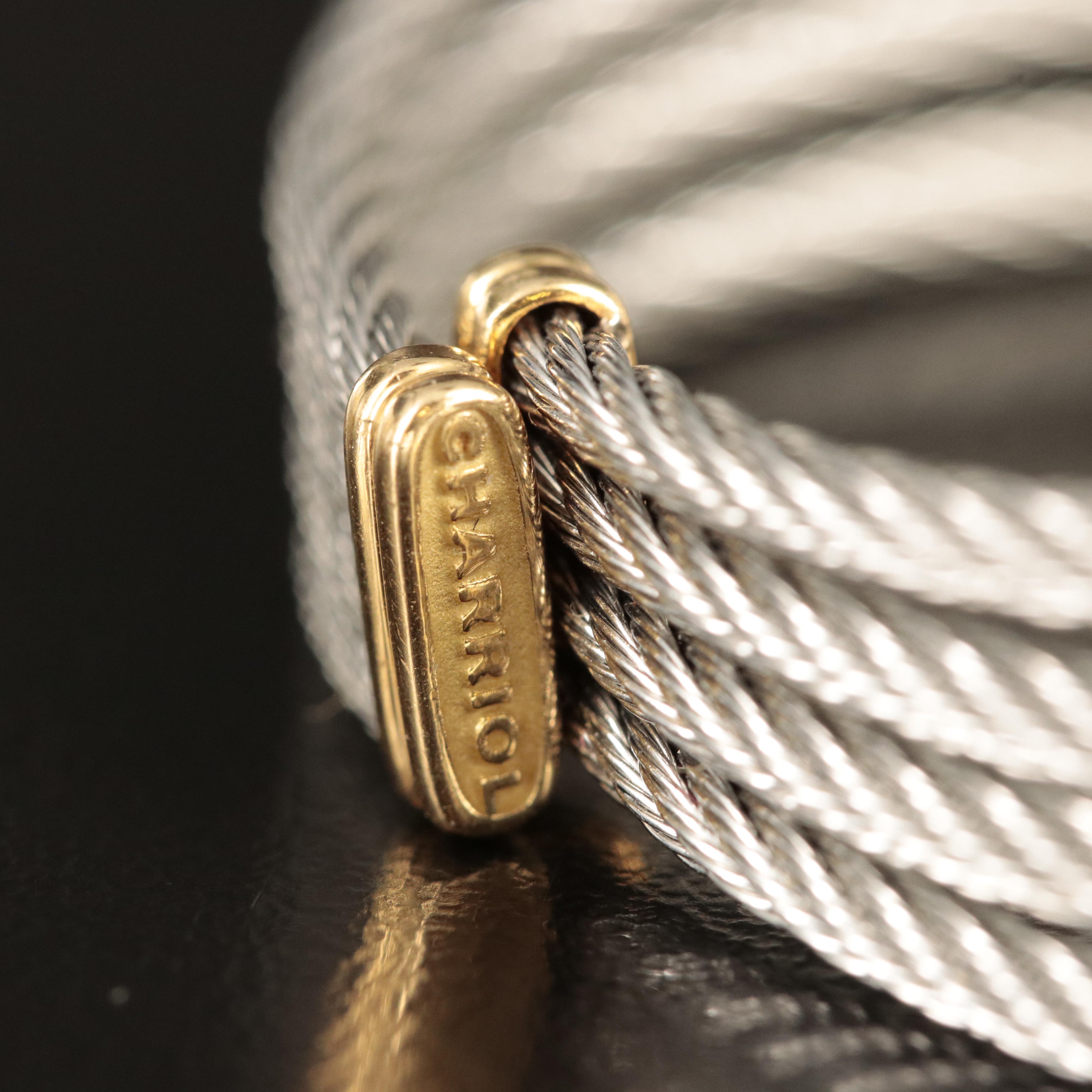 Charriol Cable and 18K Diamond Multi-Row Cuff