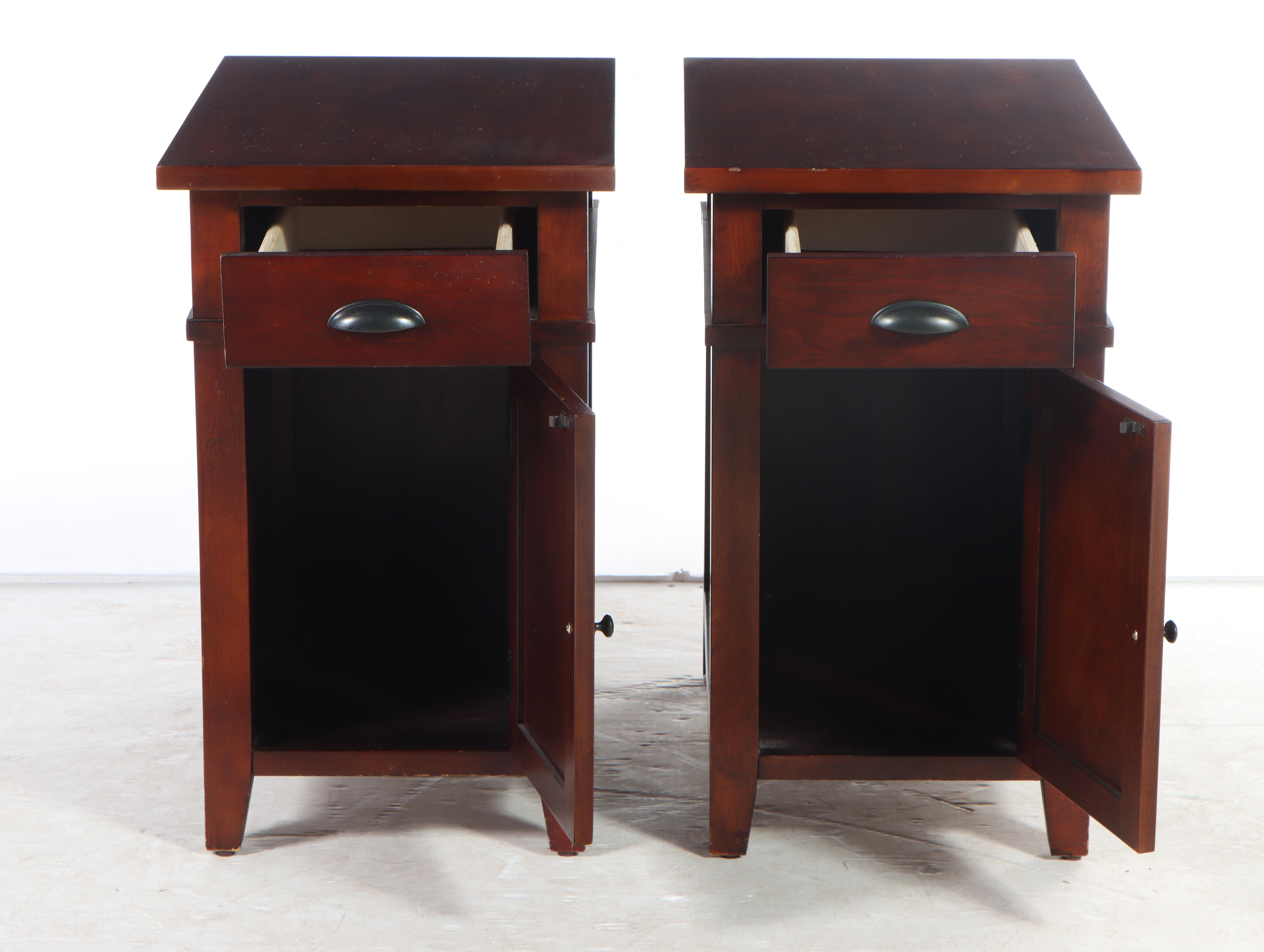 Pair of JCPenny "Linden Street" Arts and Crafts Style Cherrywood Side Tables