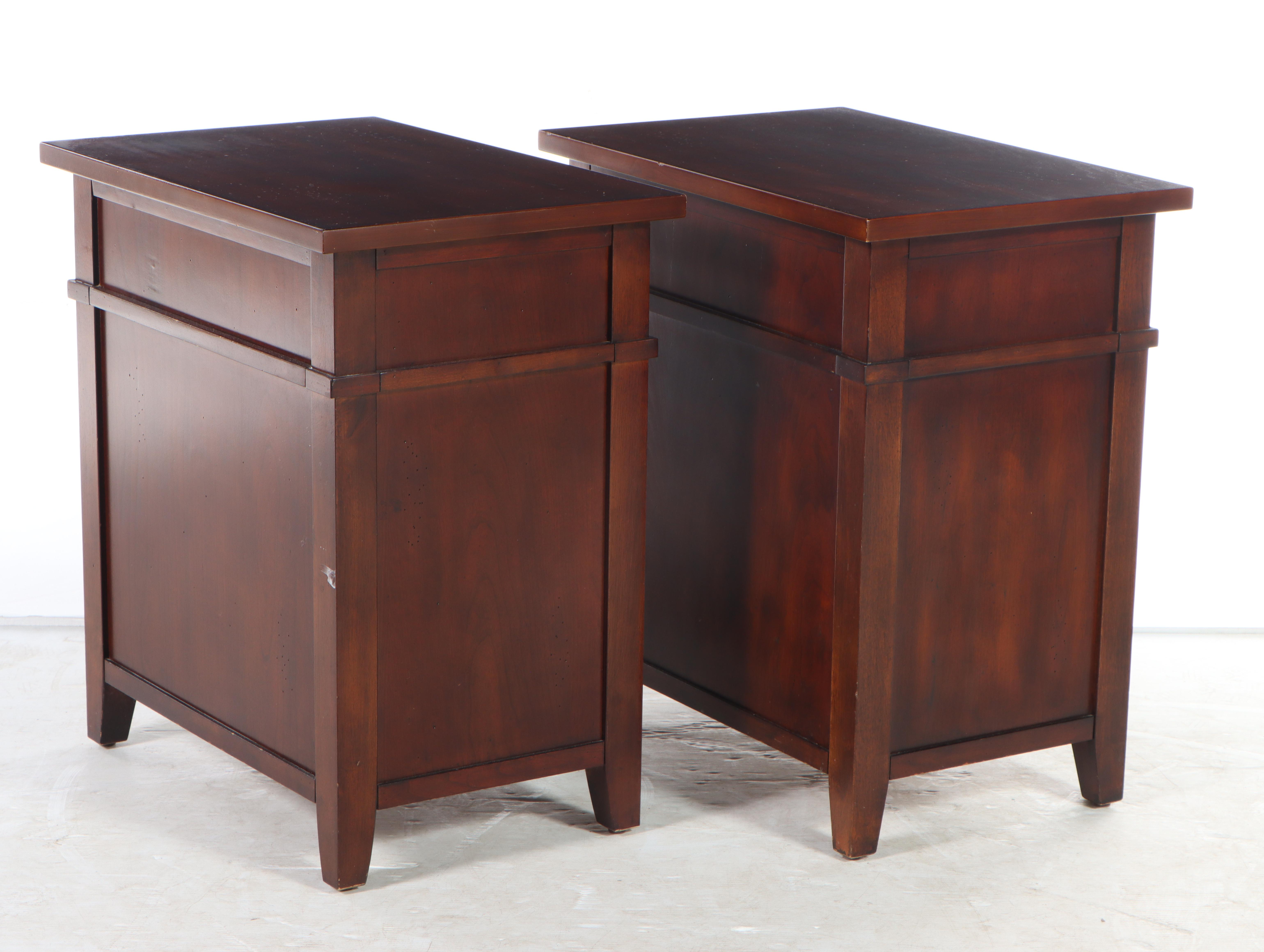 Pair of JCPenny "Linden Street" Arts and Crafts Style Cherrywood Side Tables