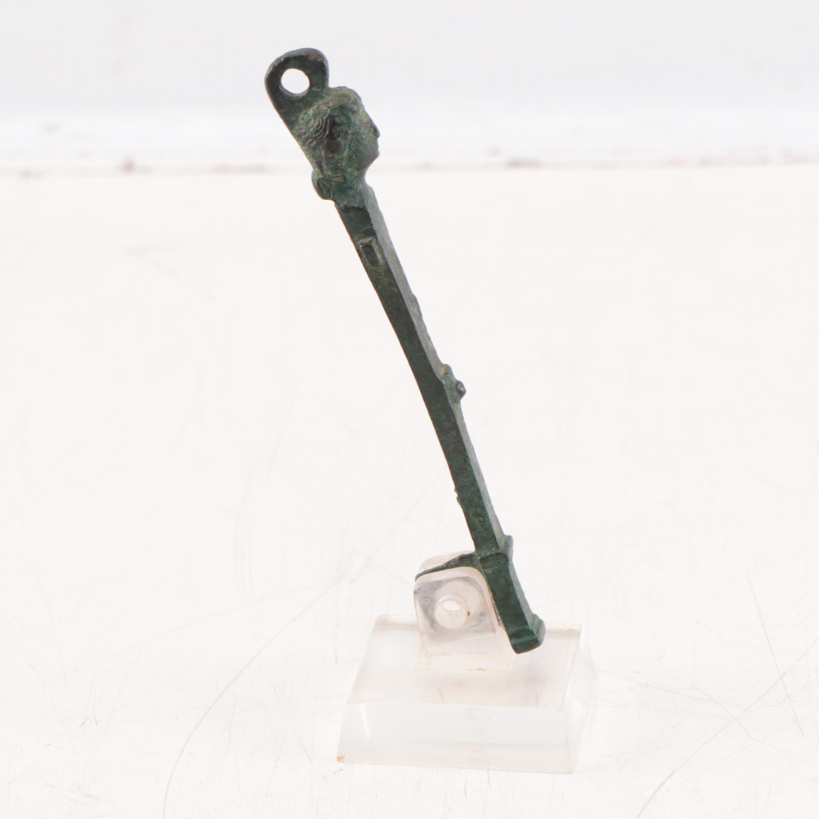 Ancient Roman Figural Bronze Chest Hasp, 1st to 3rd Century AD