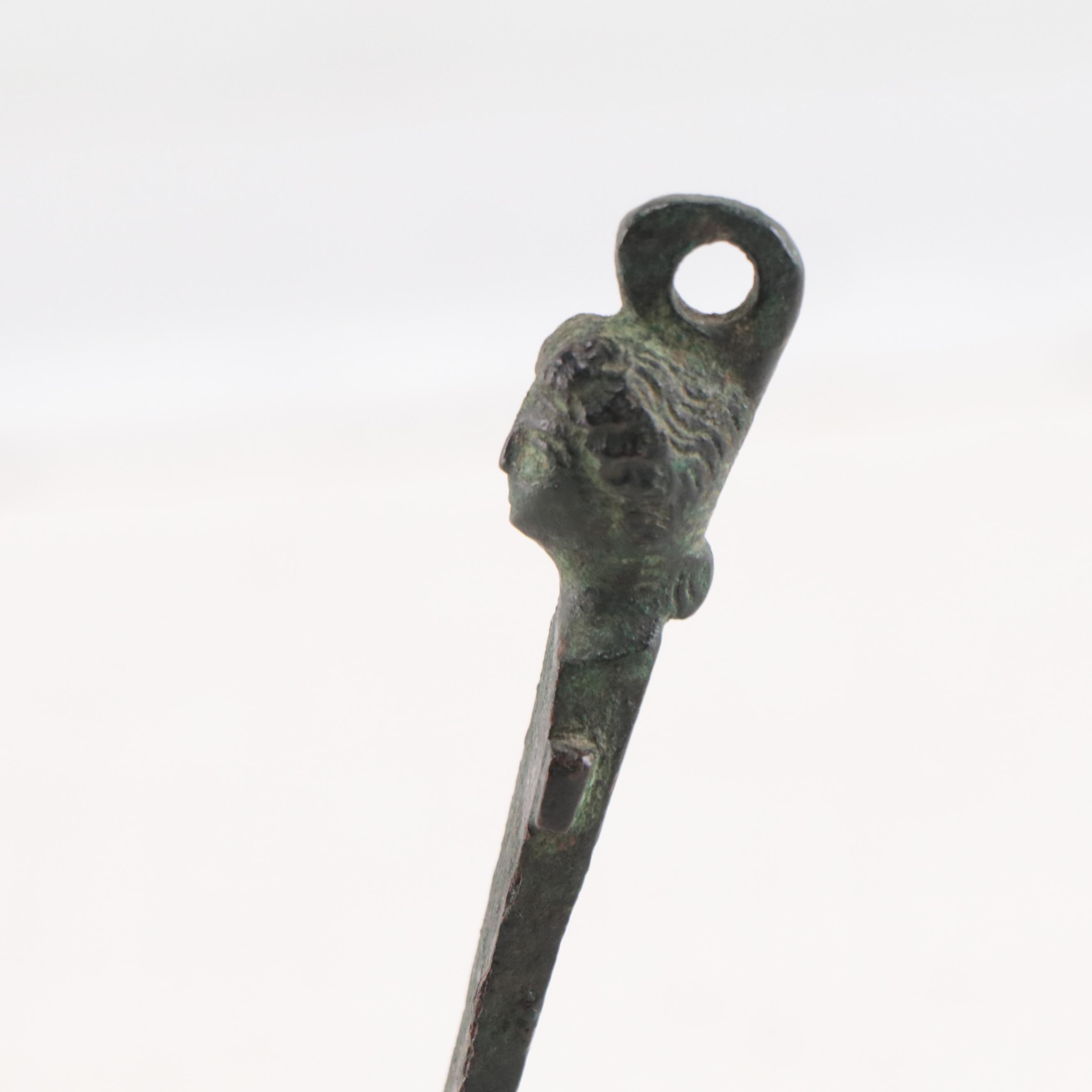 Ancient Roman Figural Bronze Chest Hasp, 1st to 3rd Century AD