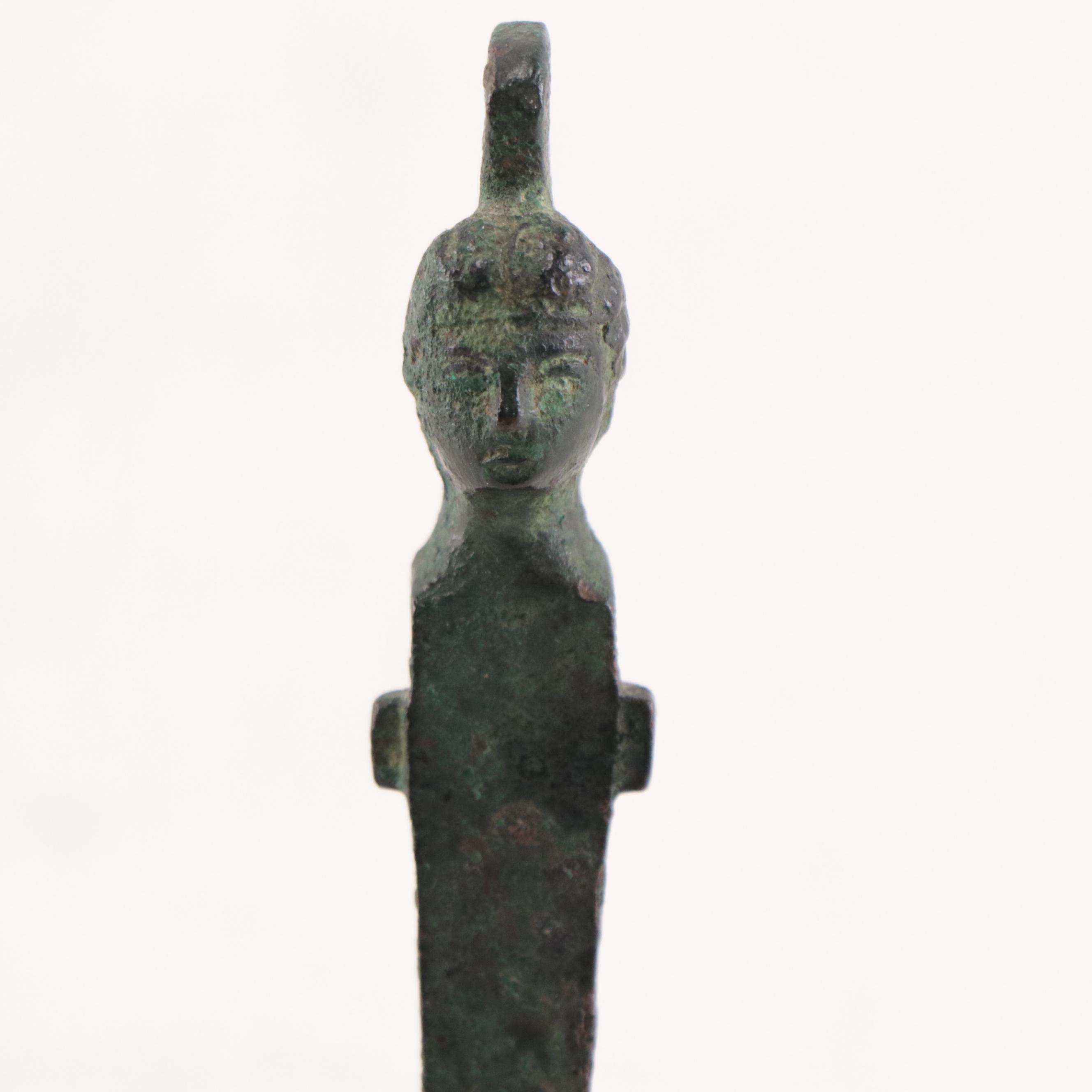 Ancient Roman Figural Bronze Chest Hasp, 1st to 3rd Century AD