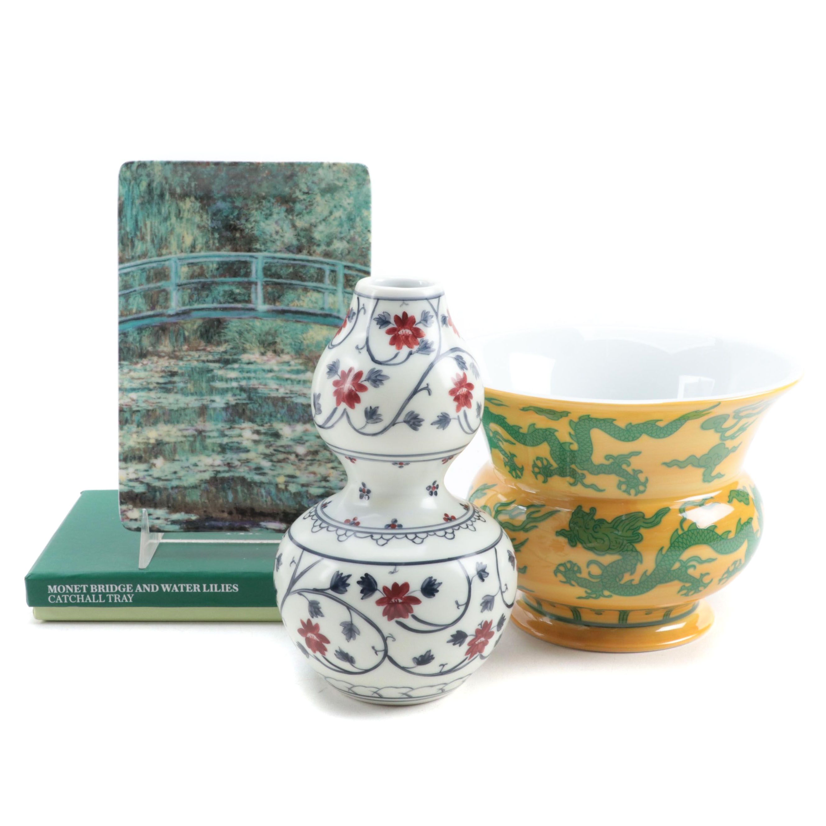 Metropolitan Museum of Art Porcelain Bowl, Vase and Catchall Tray