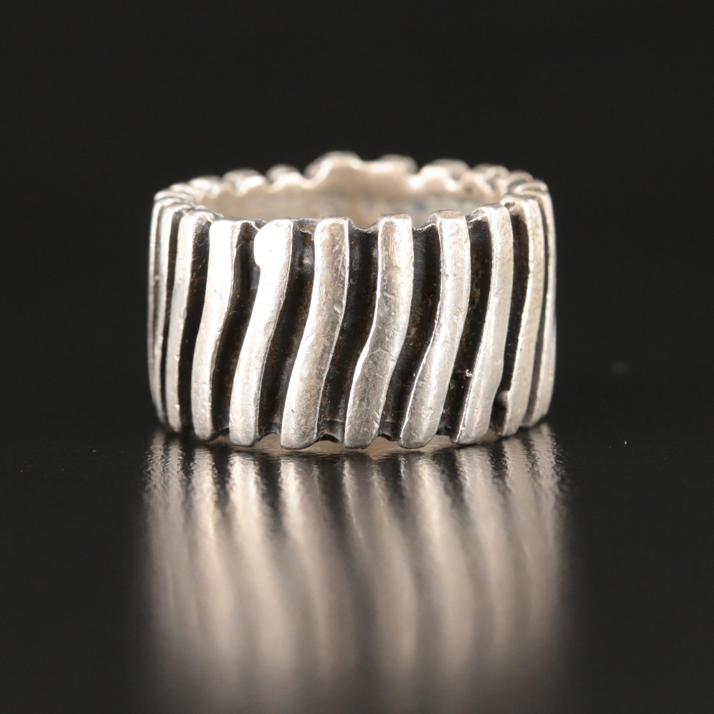 Sterling Wide Ribbed Ring