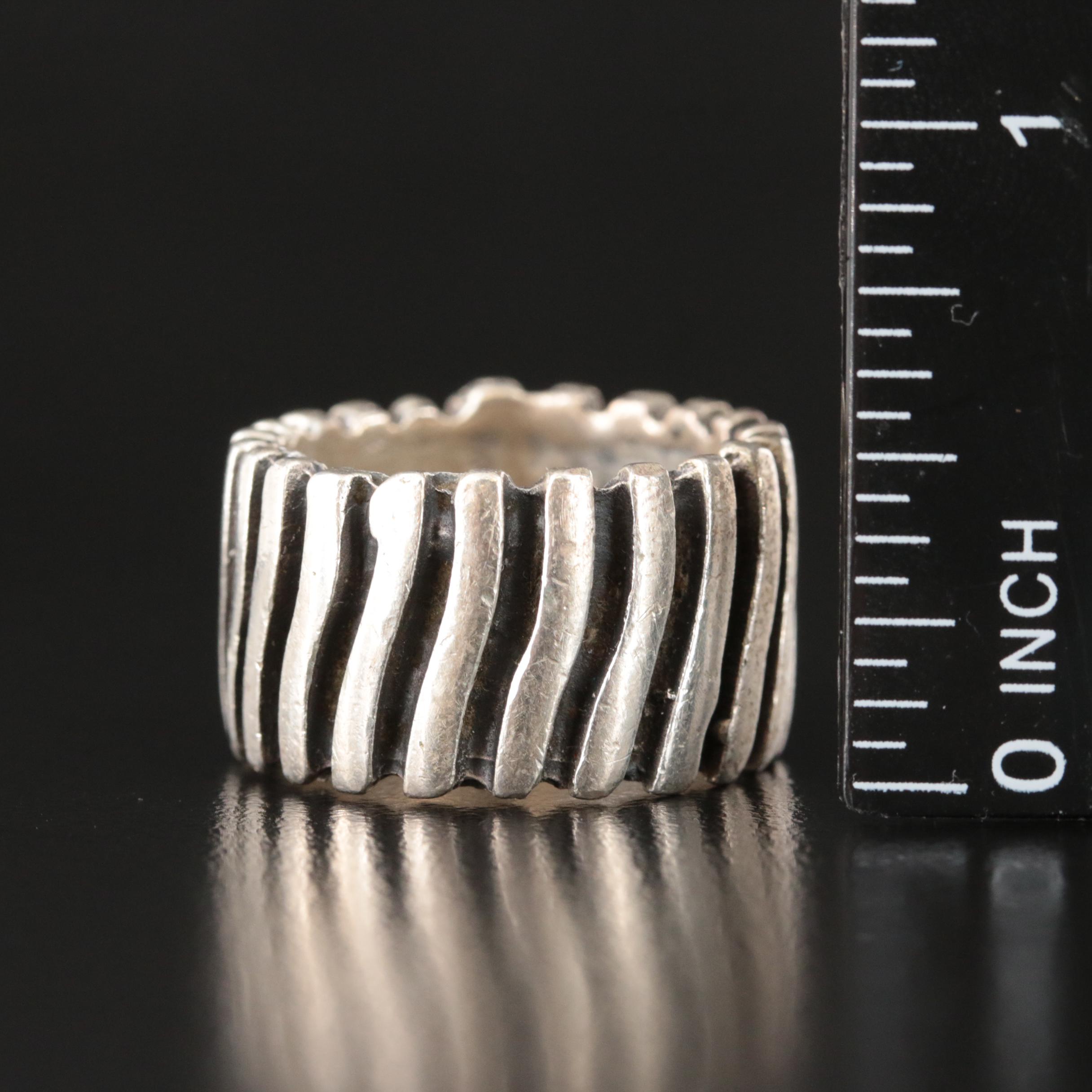 Sterling Wide Ribbed Ring