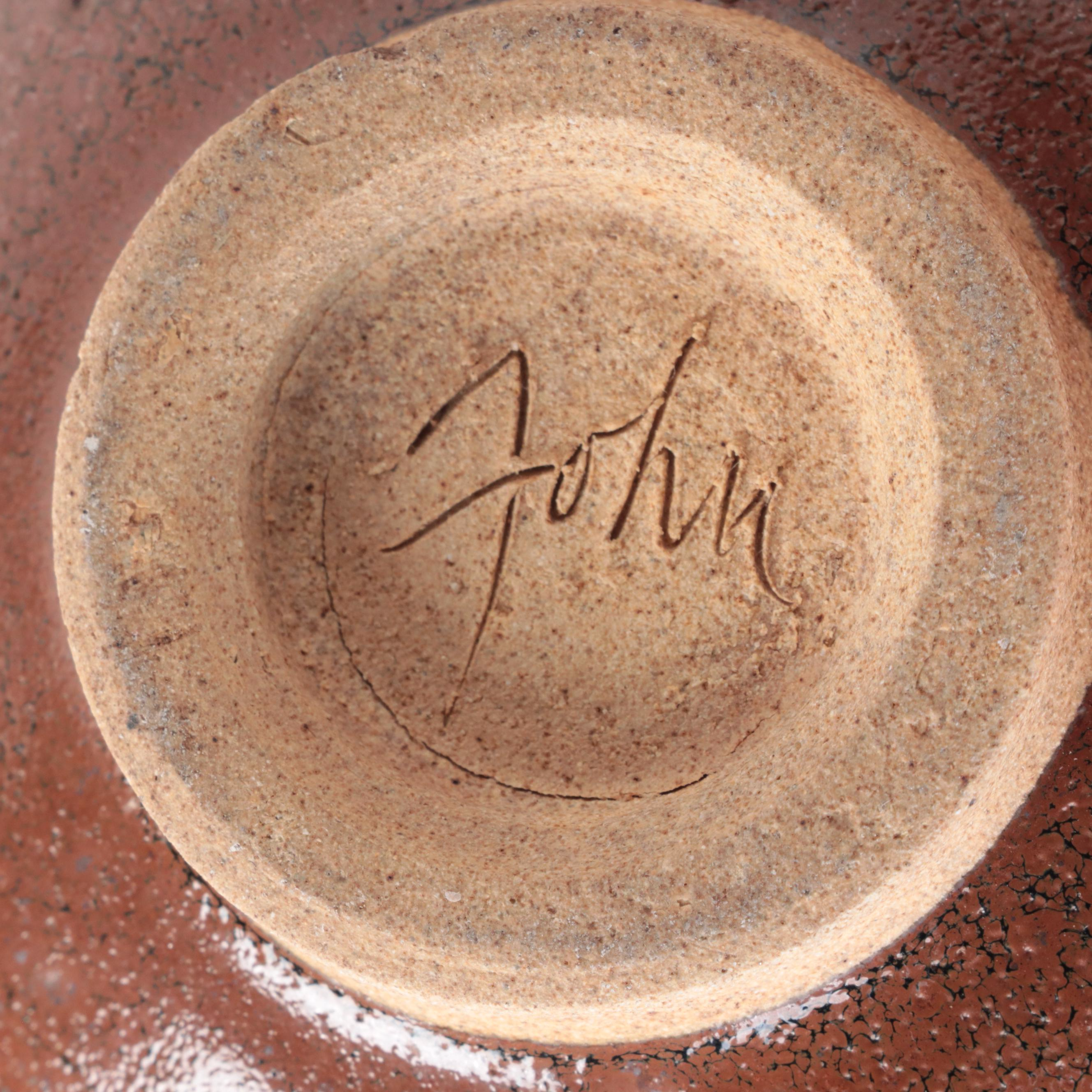 Denby Pottery Jug, Artist Signed Tater Knob Pottery Bowl, and Other Tableware