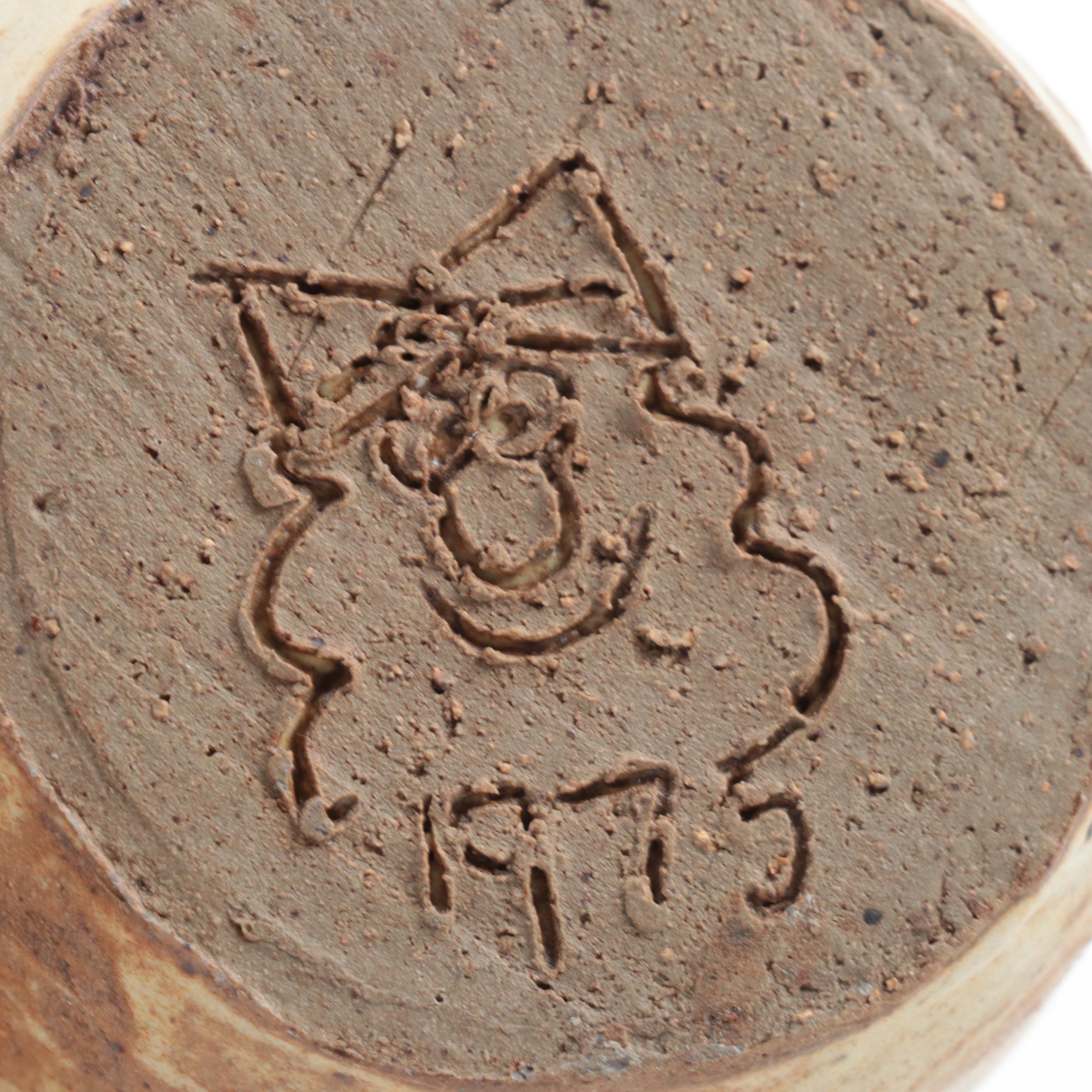 Denby Pottery Jug, Artist Signed Tater Knob Pottery Bowl, and Other Tableware