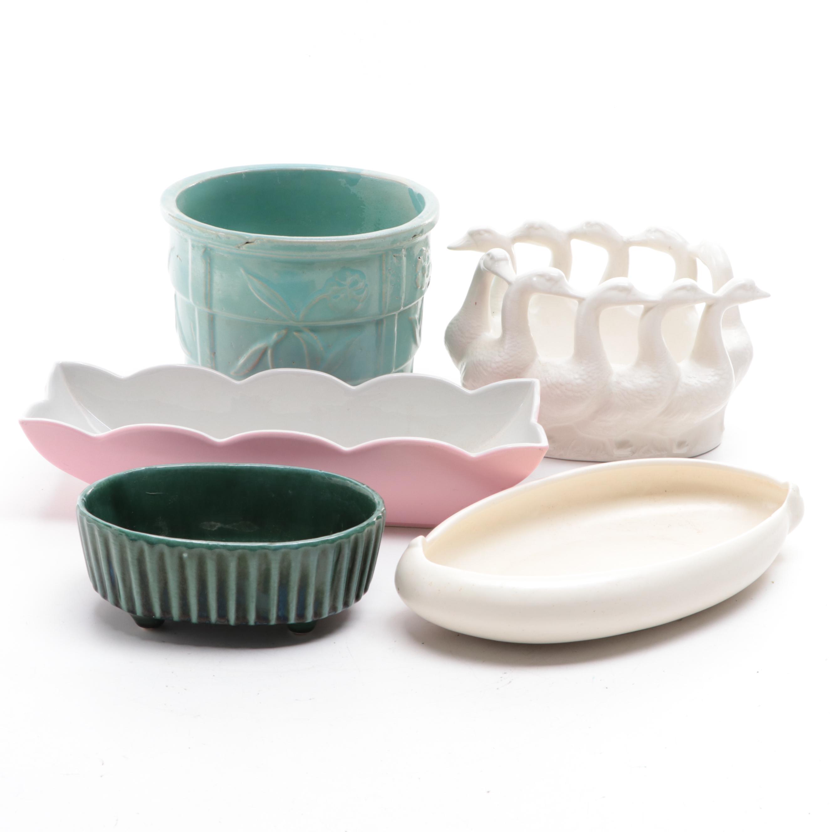 Hull and Other American Art Pottery Planters, Mid to Late 20th Century