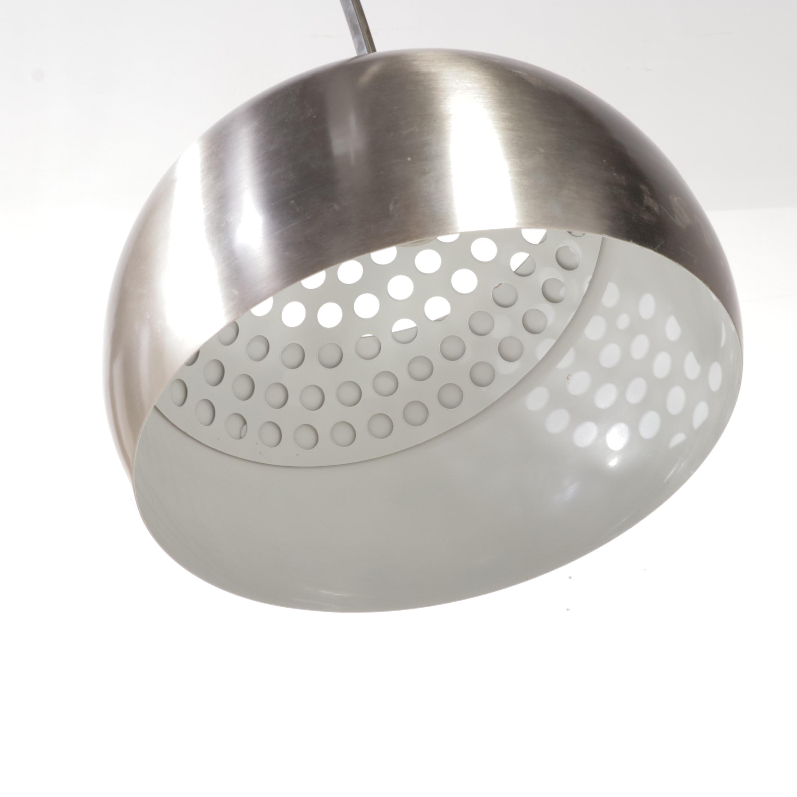 Modern Arc Chromed Metal and Marble Base Floor Lamp