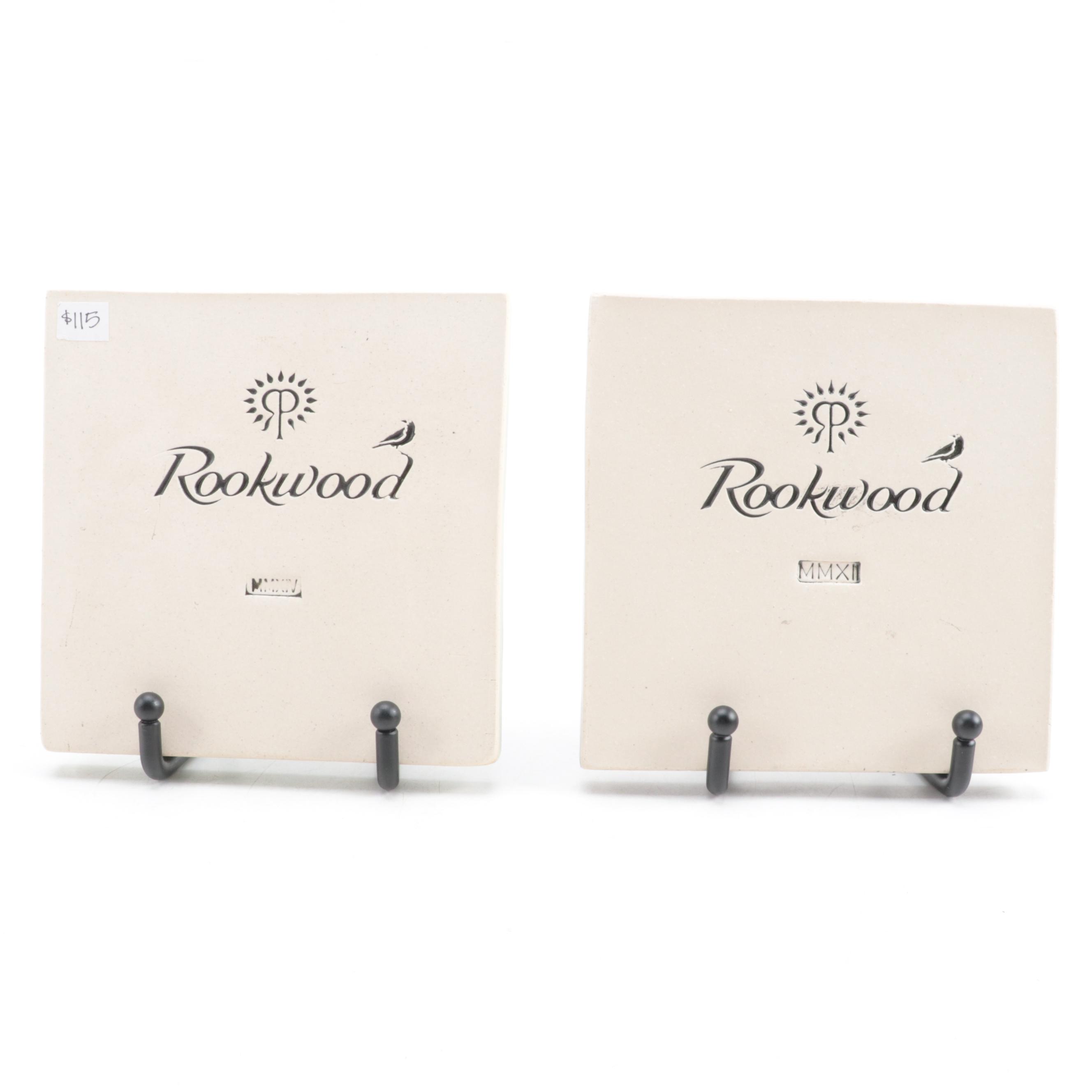 Rookwood Pottery Blue Jay and Tulip Motif Tiles