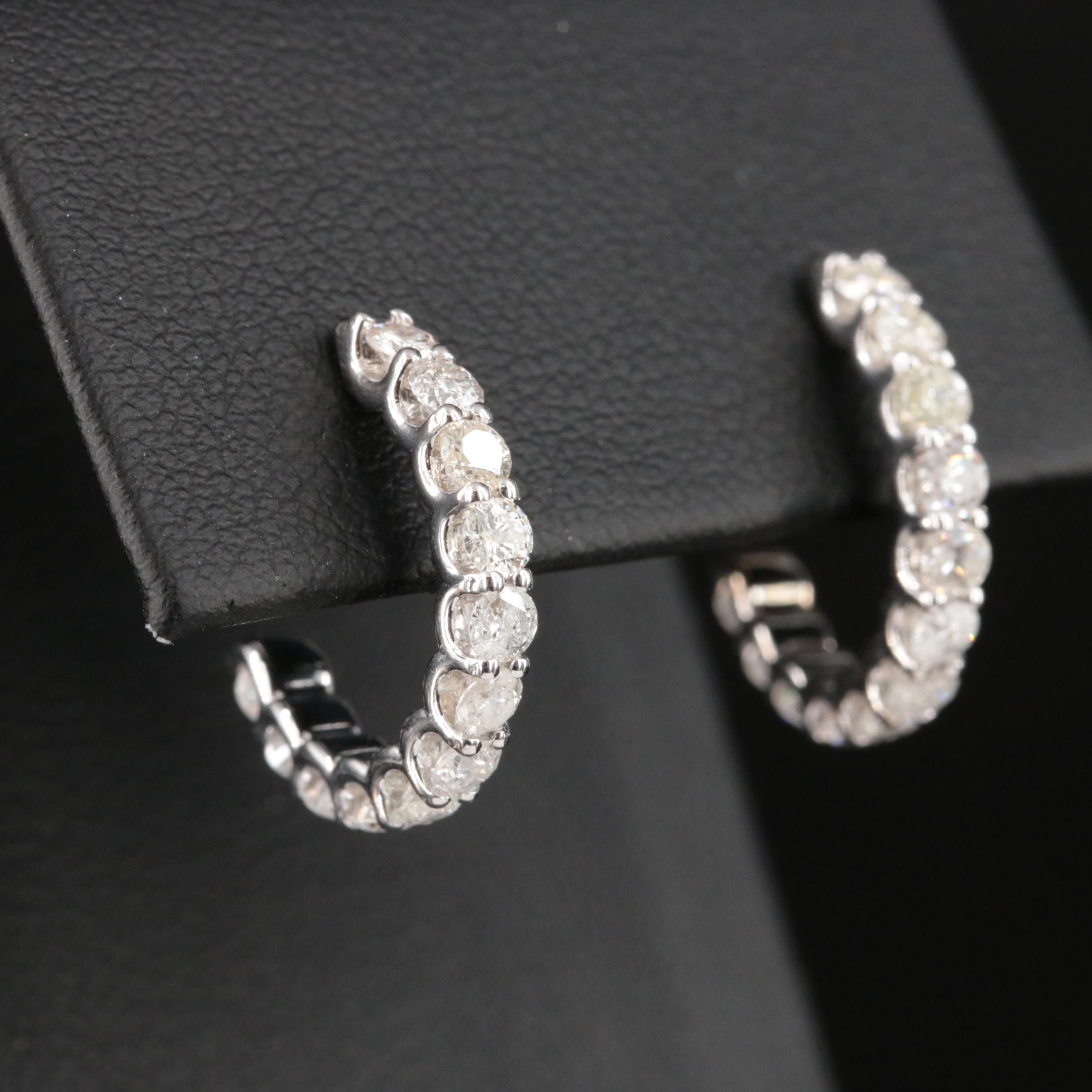 14K 1.44 CTW Diamond Hoop Earrings
