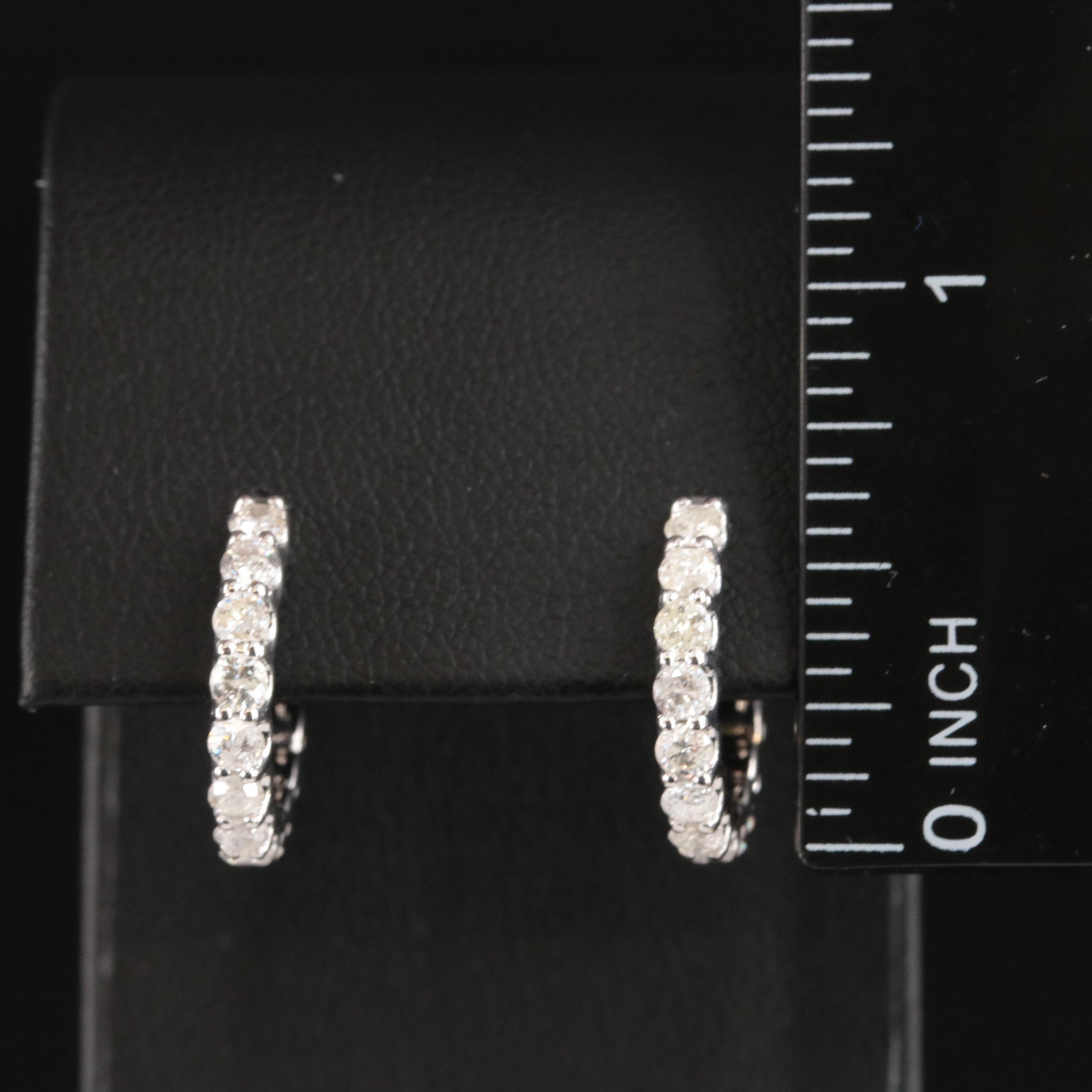 14K 1.44 CTW Diamond Hoop Earrings