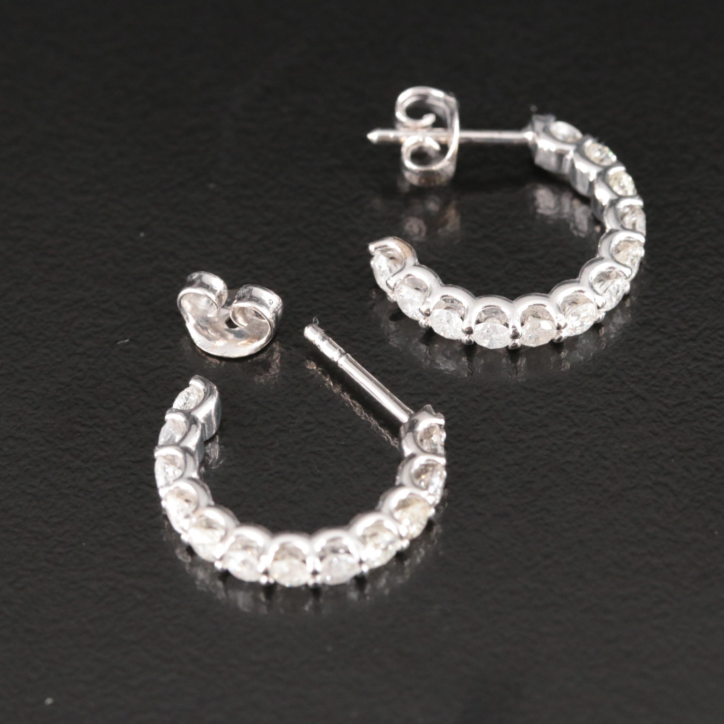 14K 1.44 CTW Diamond Hoop Earrings