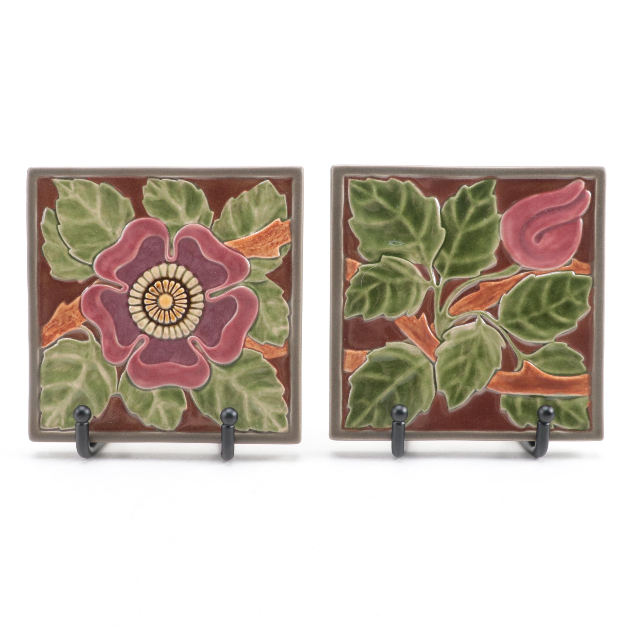Rookwood Pottery Glazed Ceramic Floral Tiles