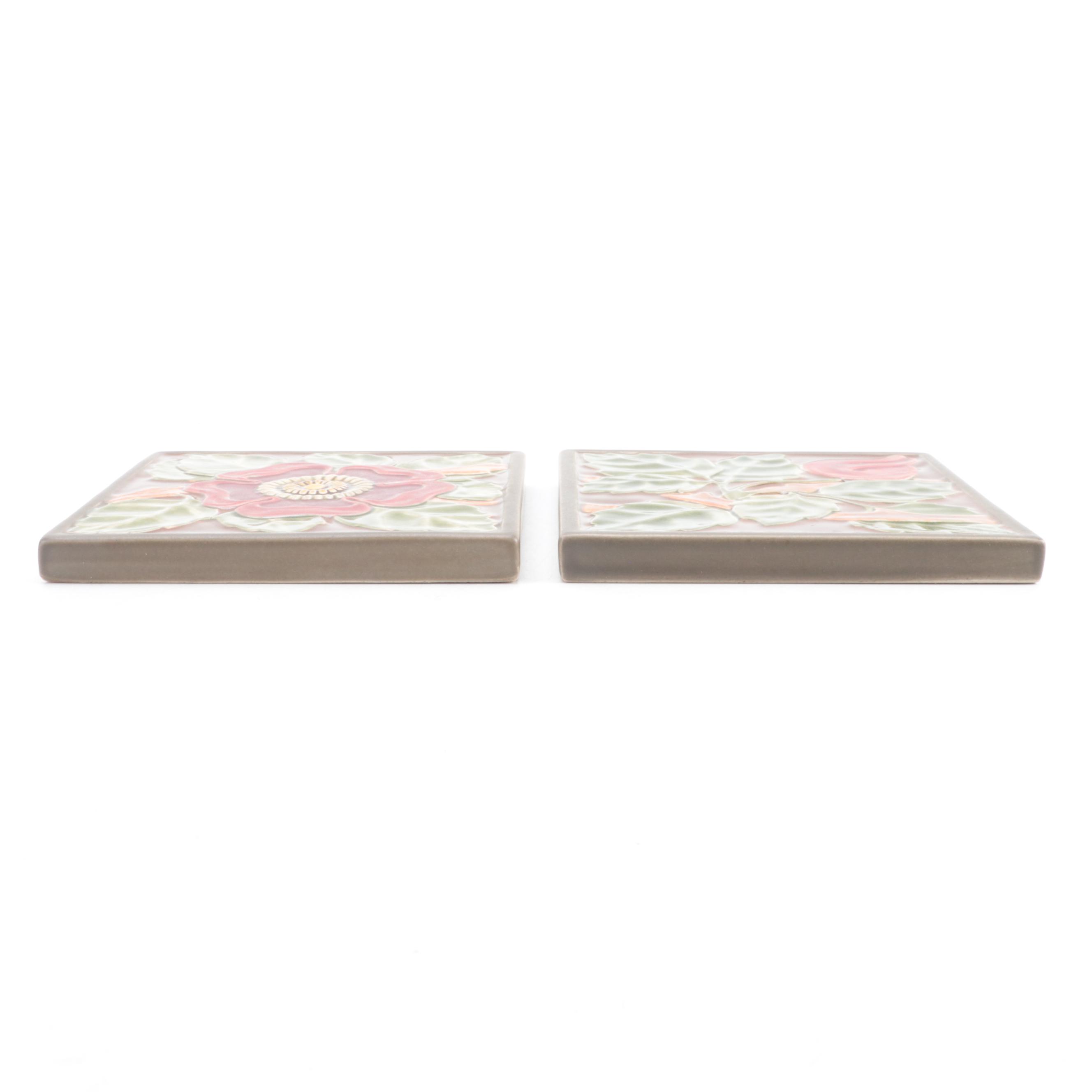 Rookwood Pottery Glazed Ceramic Floral Tiles