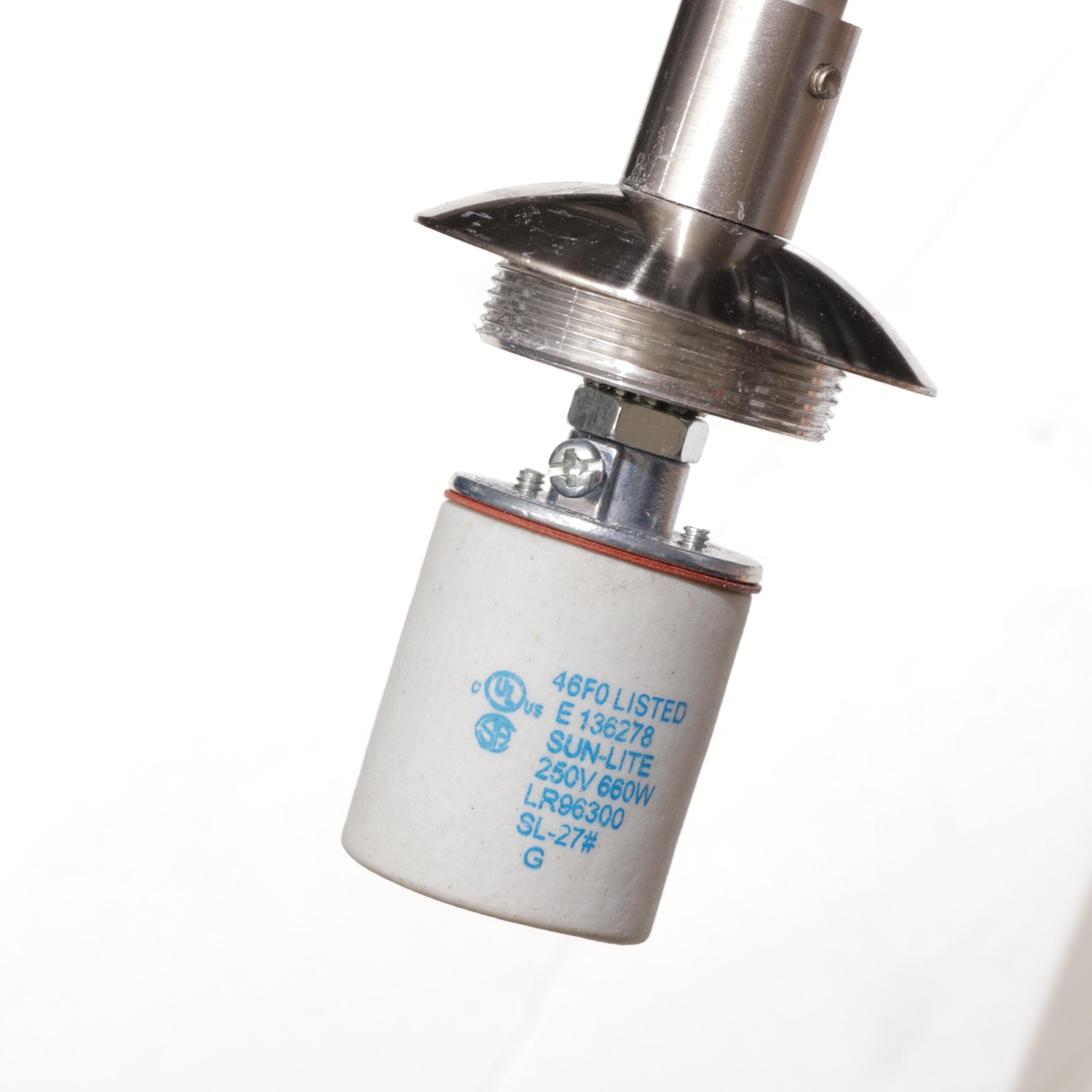 Modern Arc Chromed Metal and Marble Base Floor Lamp