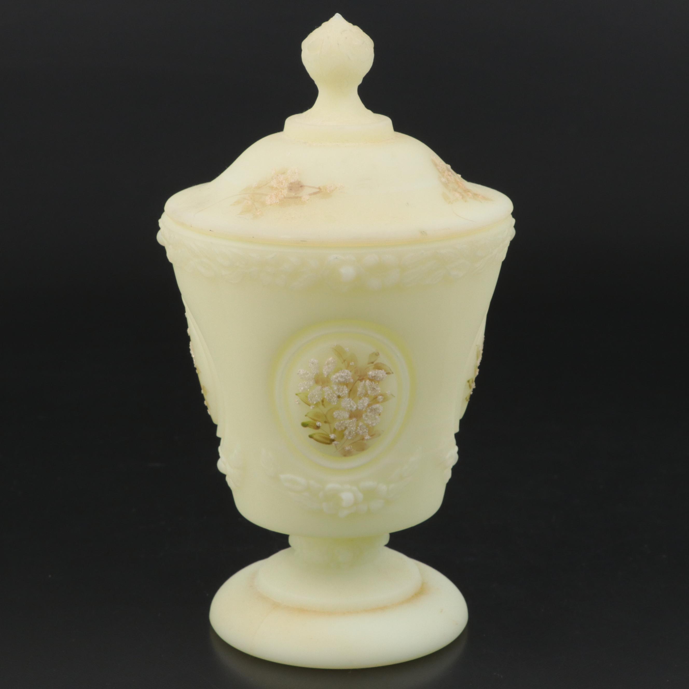Hand-Painted Custard Glass Vase and Décor