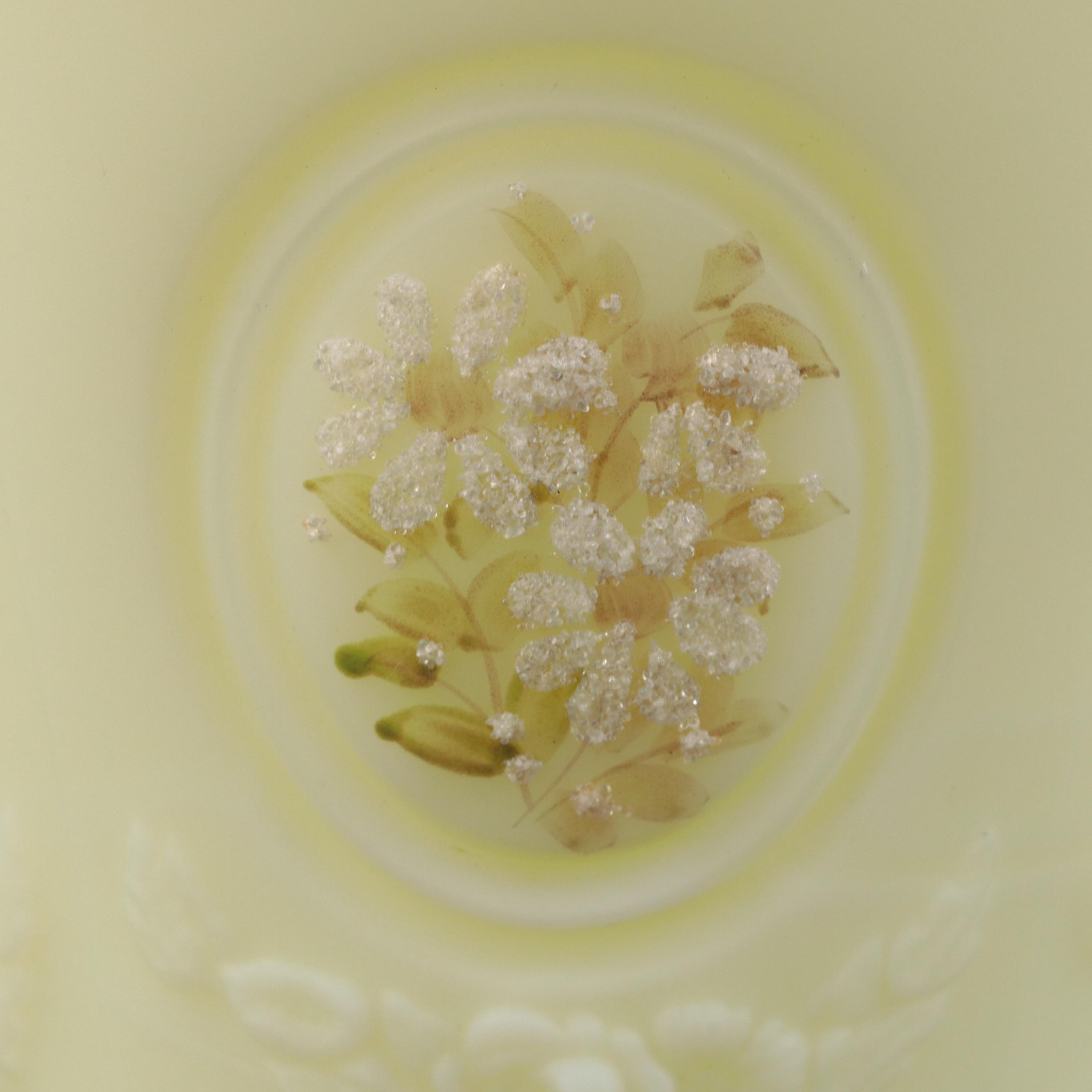 Hand-Painted Custard Glass Vase and Décor