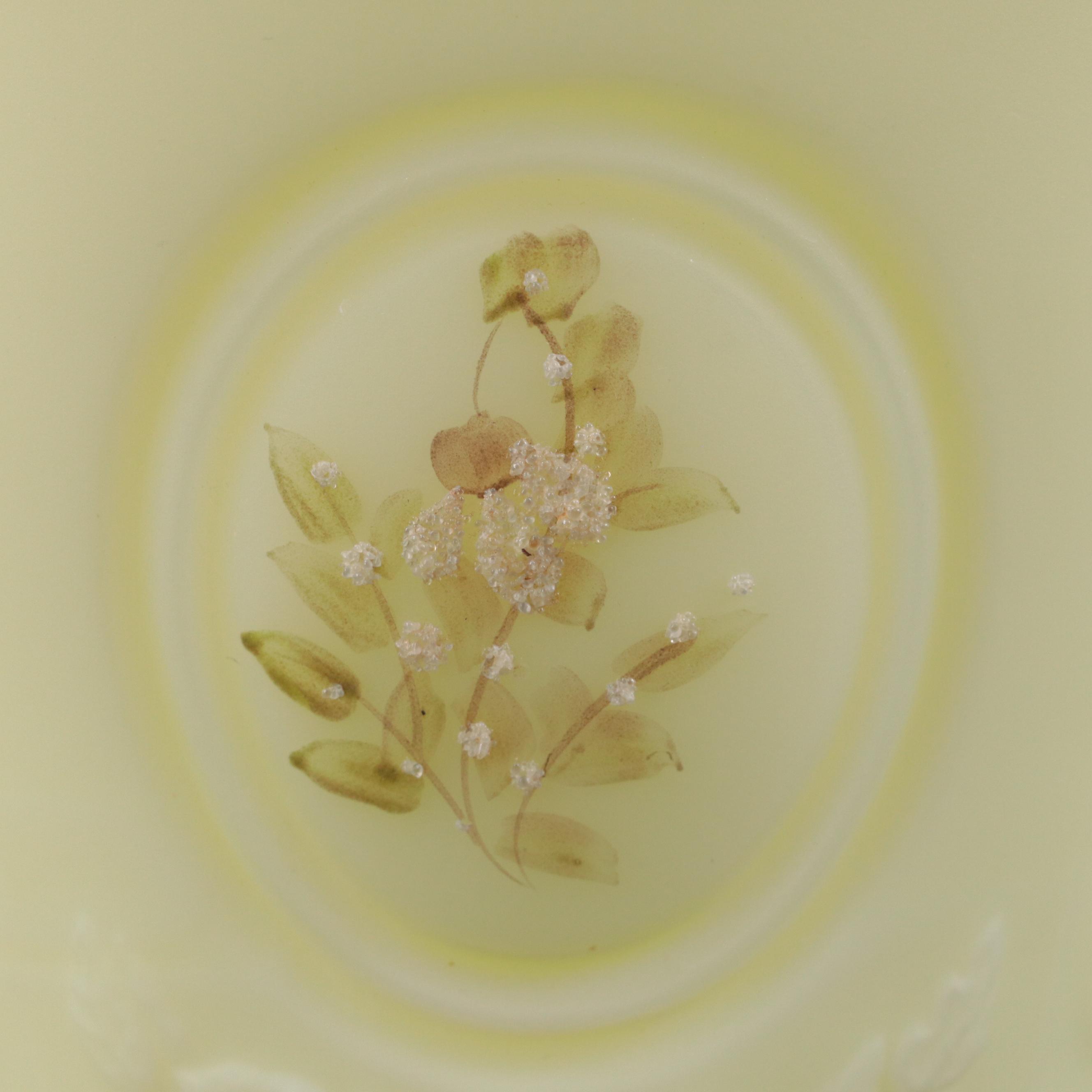 Hand-Painted Custard Glass Vase and Décor