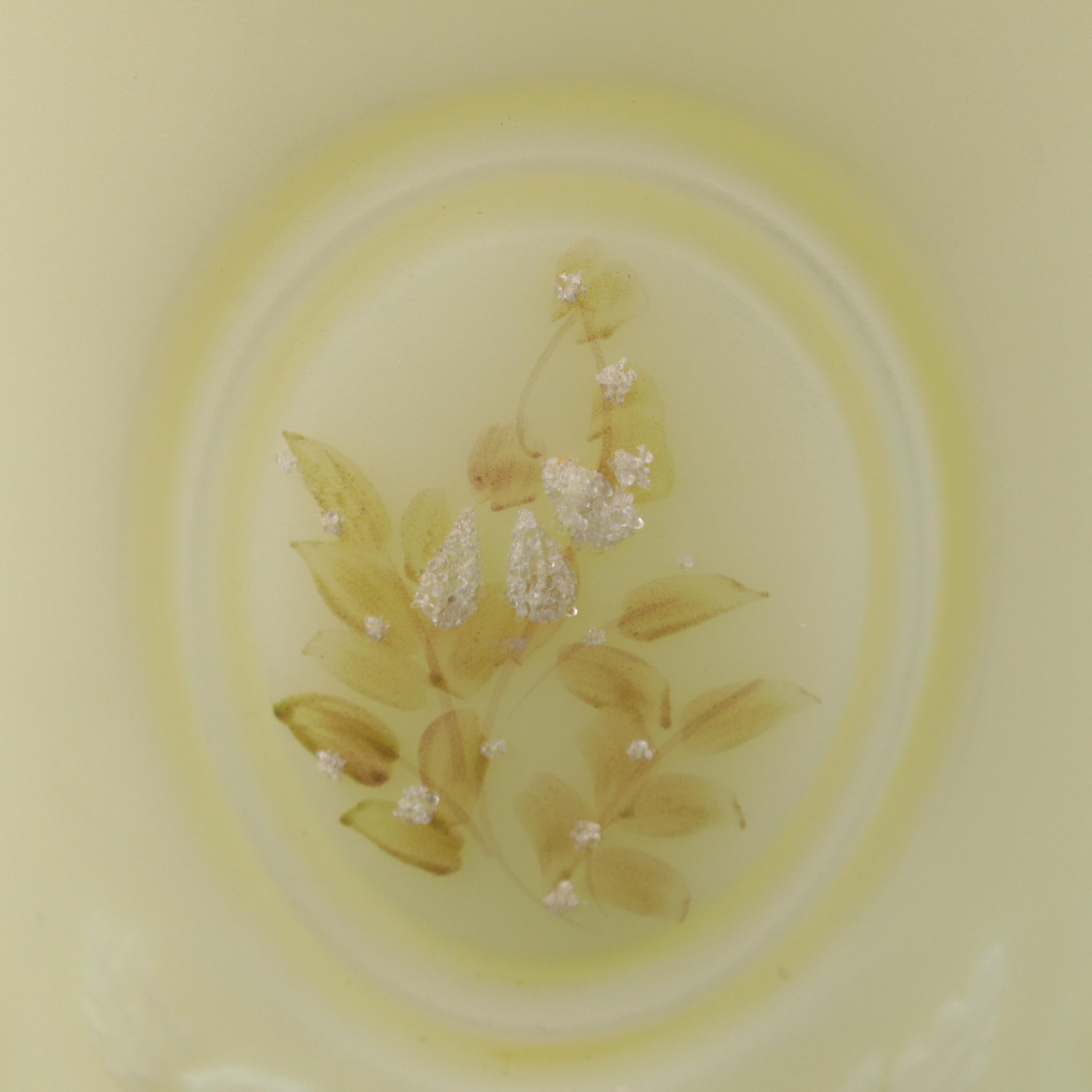 Hand-Painted Custard Glass Vase and Décor