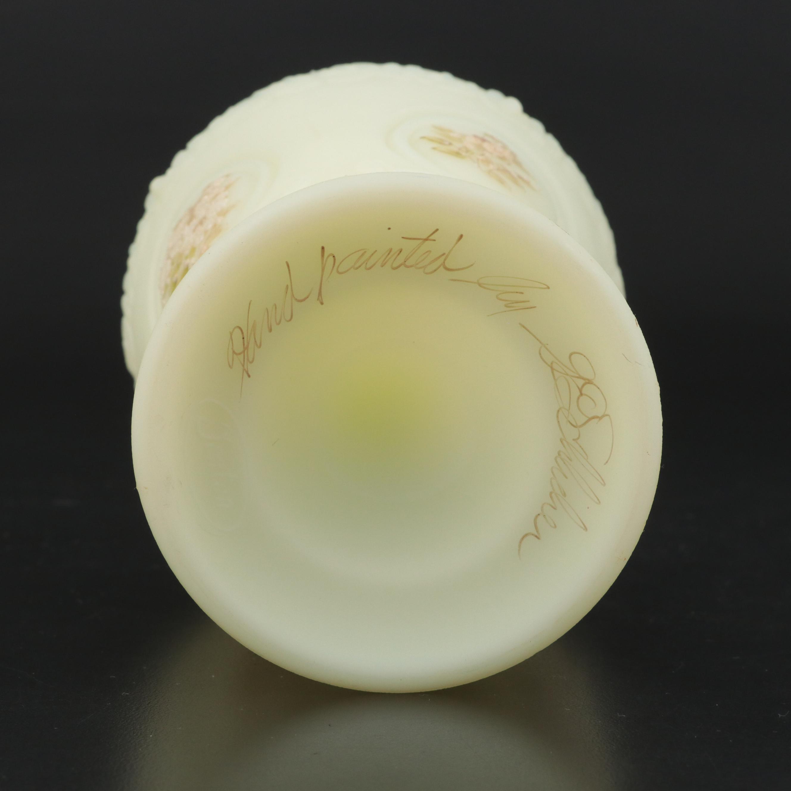 Hand-Painted Custard Glass Vase and Décor