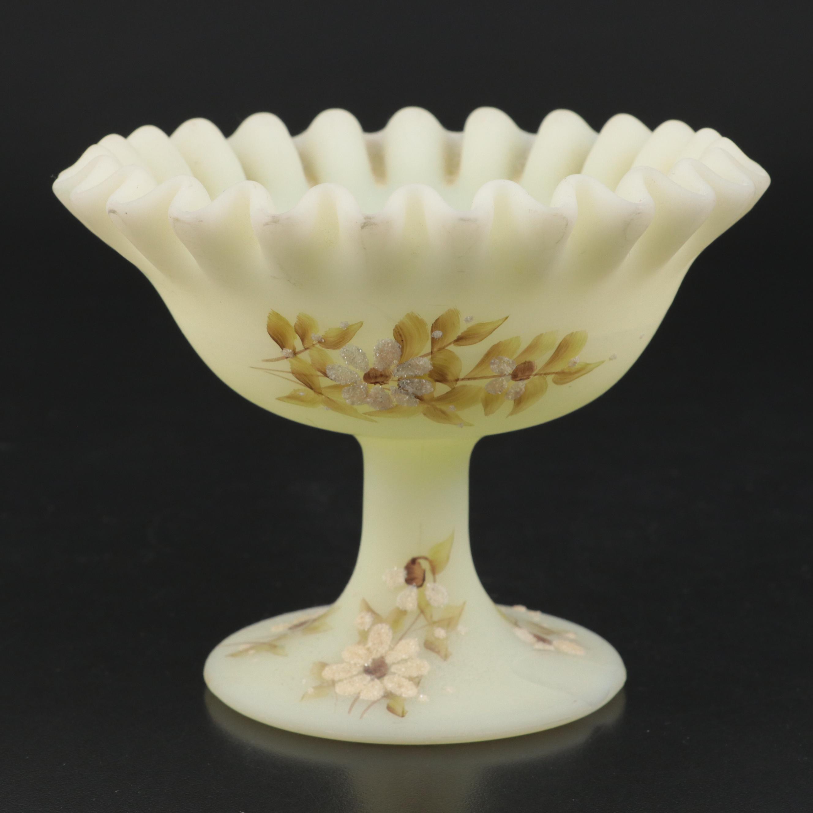 Hand-Painted Custard Glass Vase and Décor