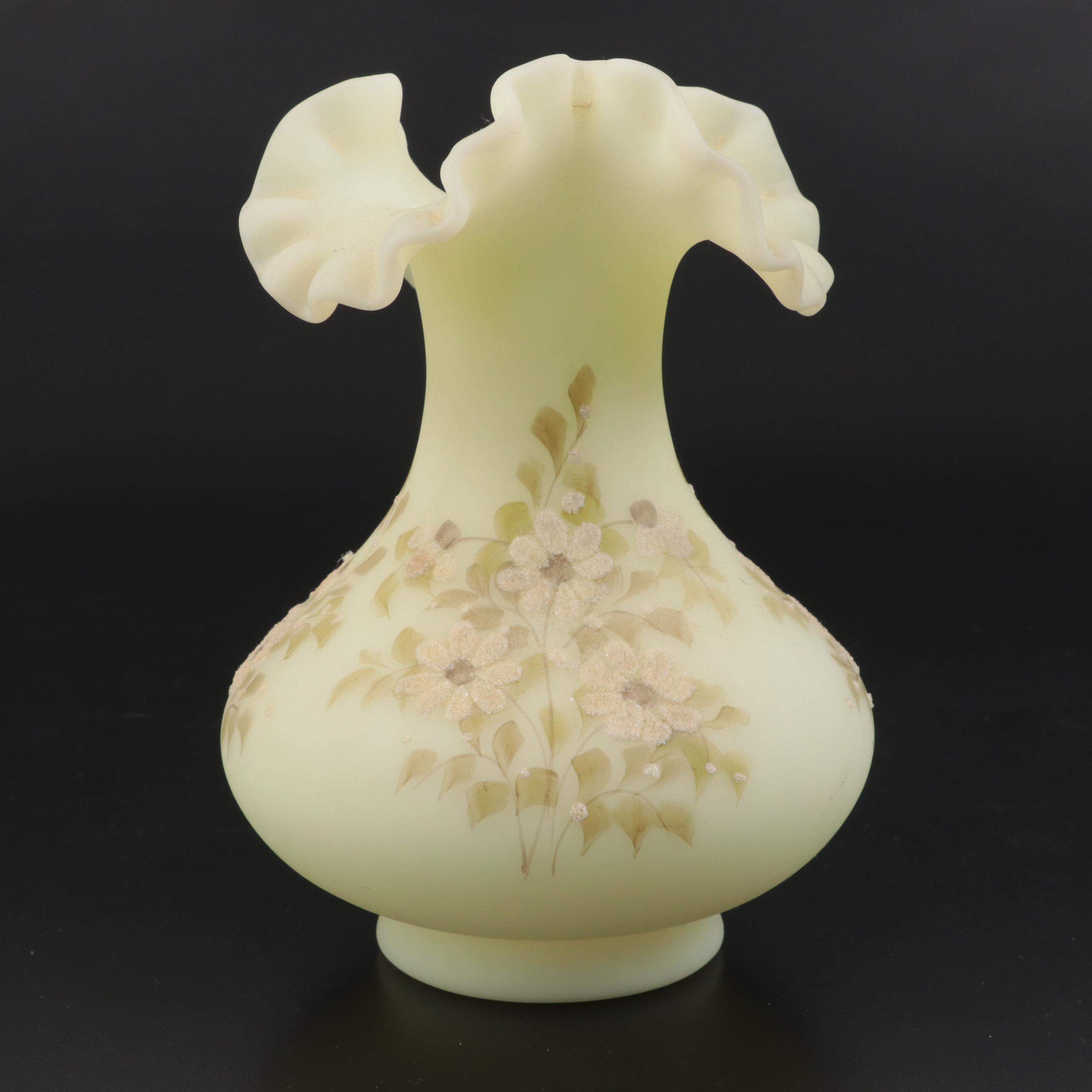 Hand-Painted Custard Glass Vase and Décor