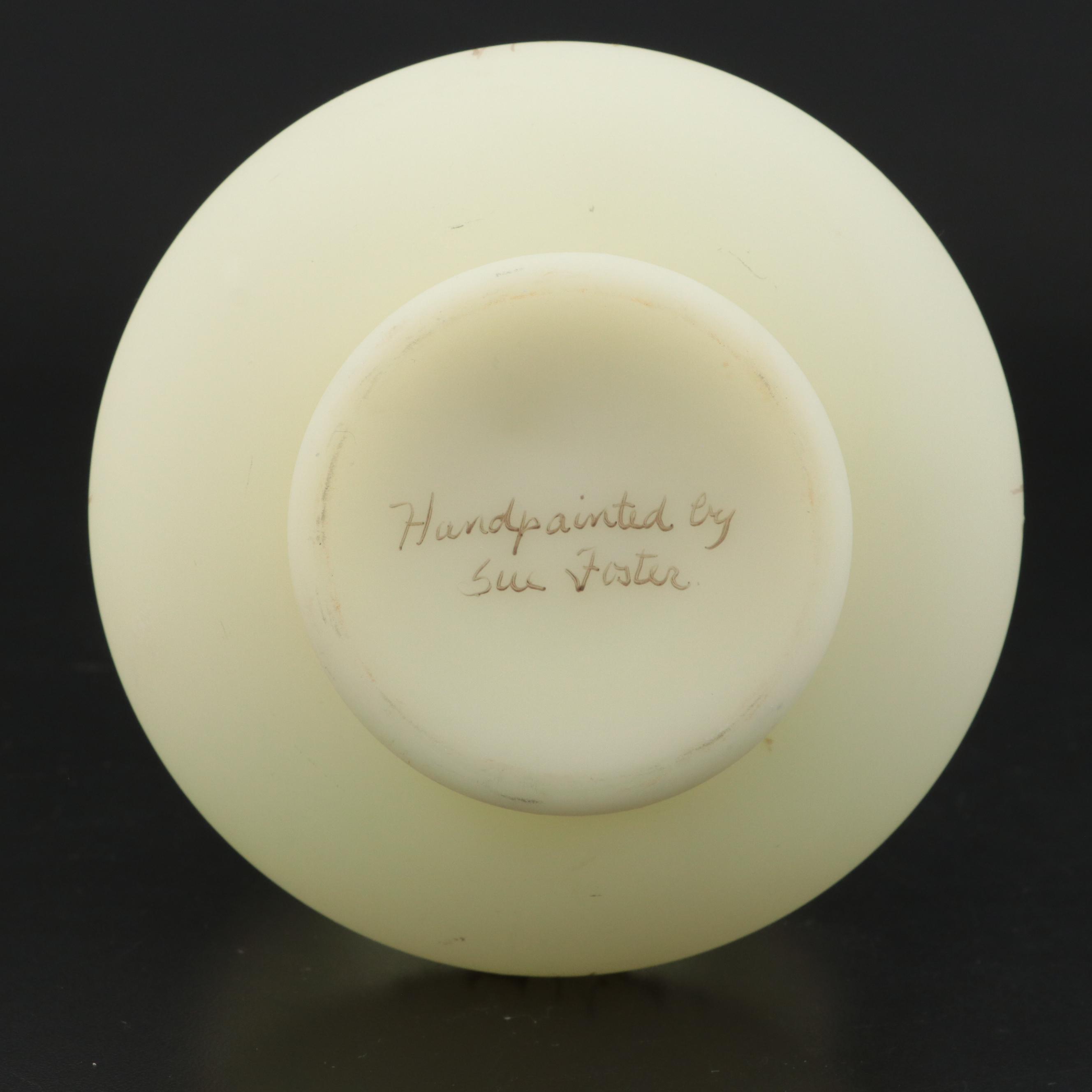 Hand-Painted Custard Glass Vase and Décor