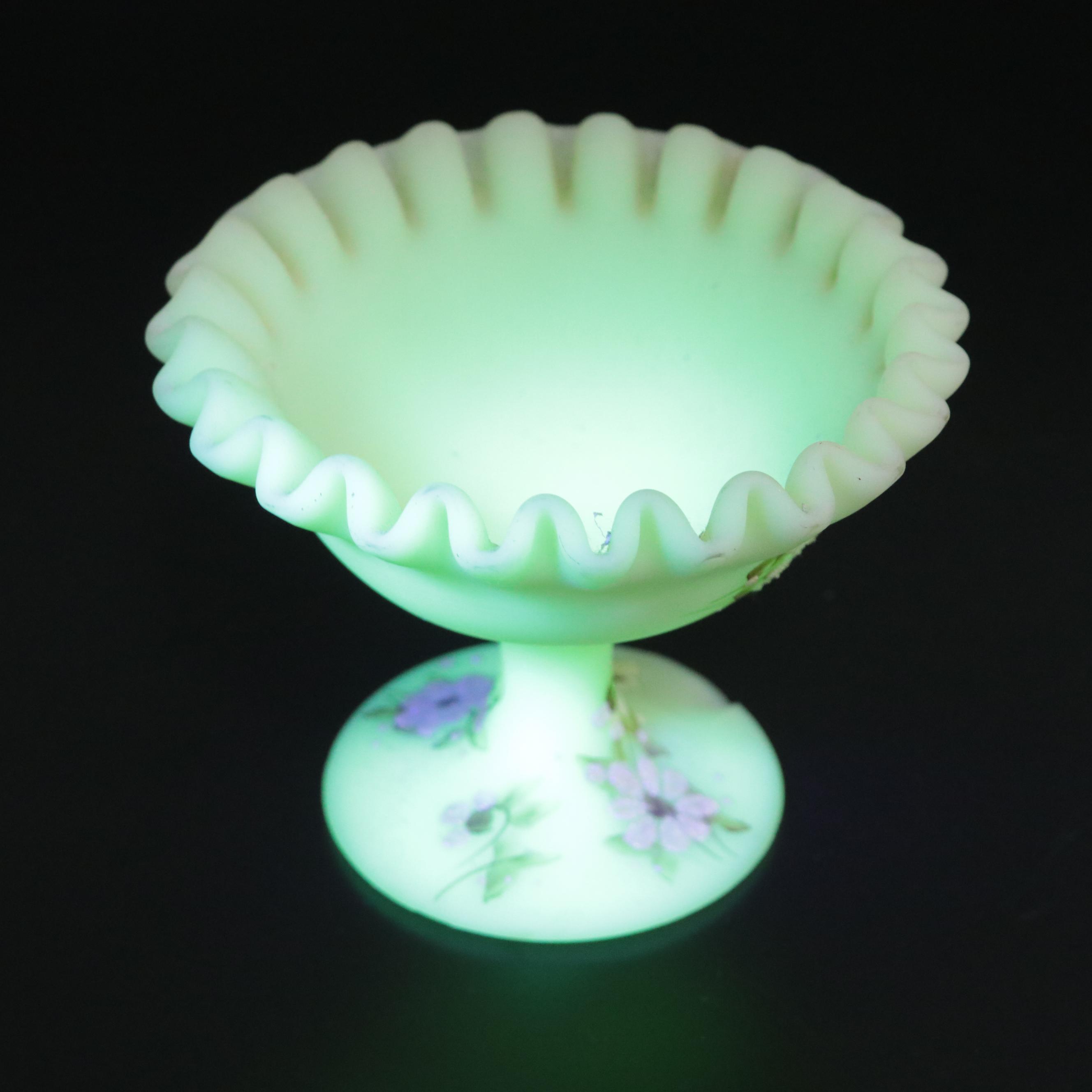 Hand-Painted Custard Glass Vase and Décor