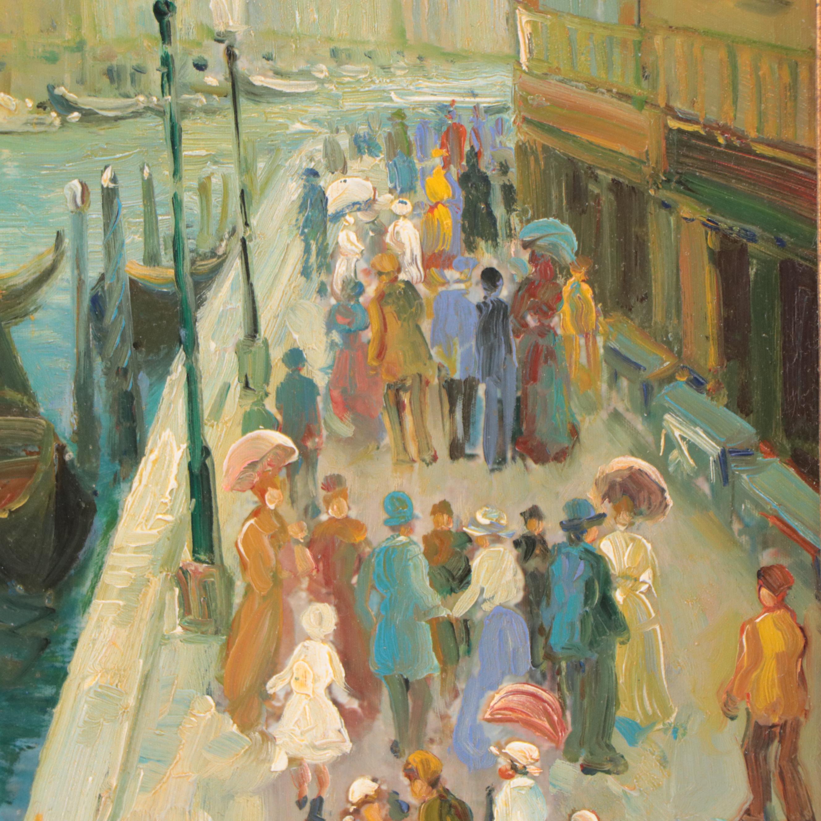 T. E. Pencke Oil Painting After Maurice Prendergast "The Grand Canal"