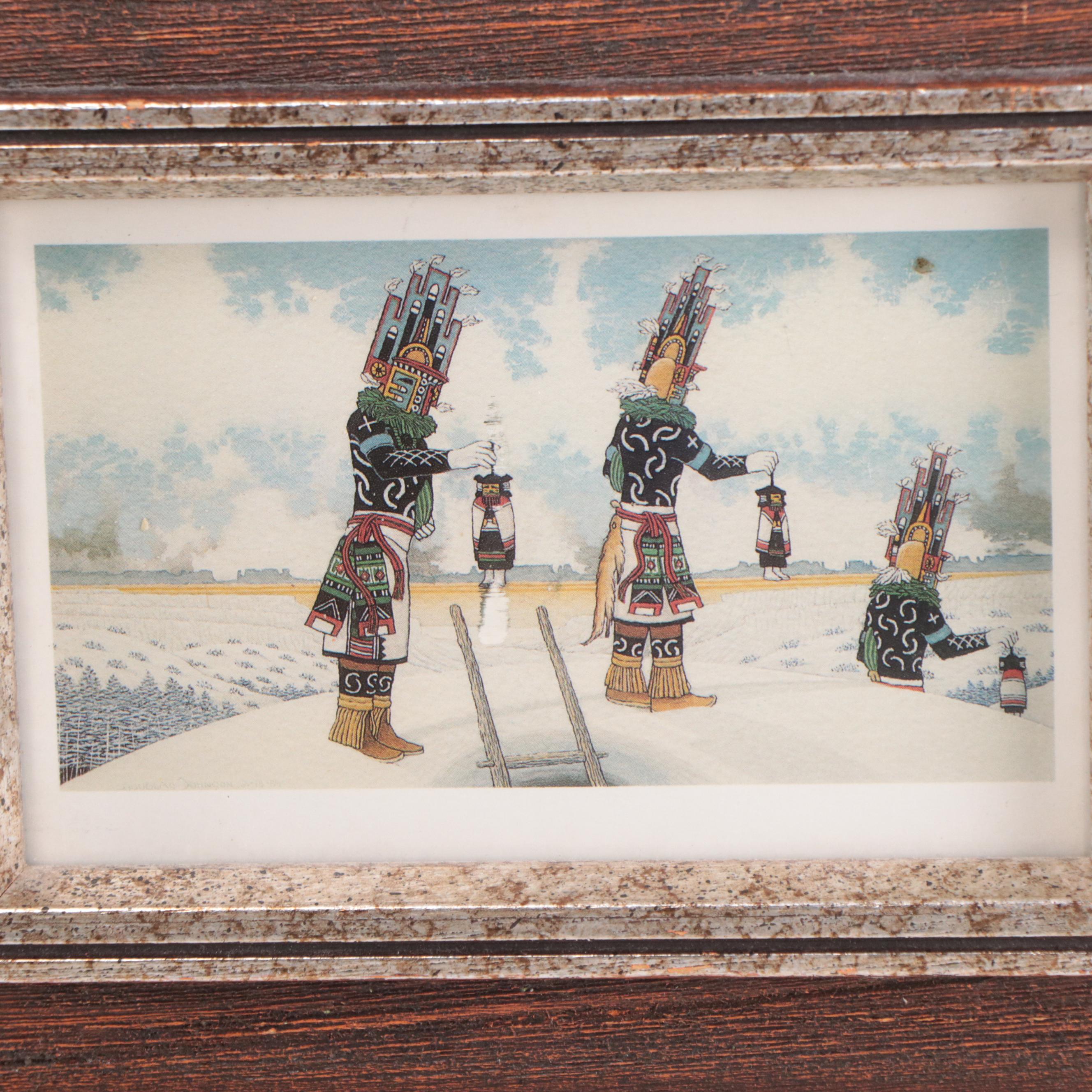 Southwestern Genre Offset Lithographs and Painted Wood Carving