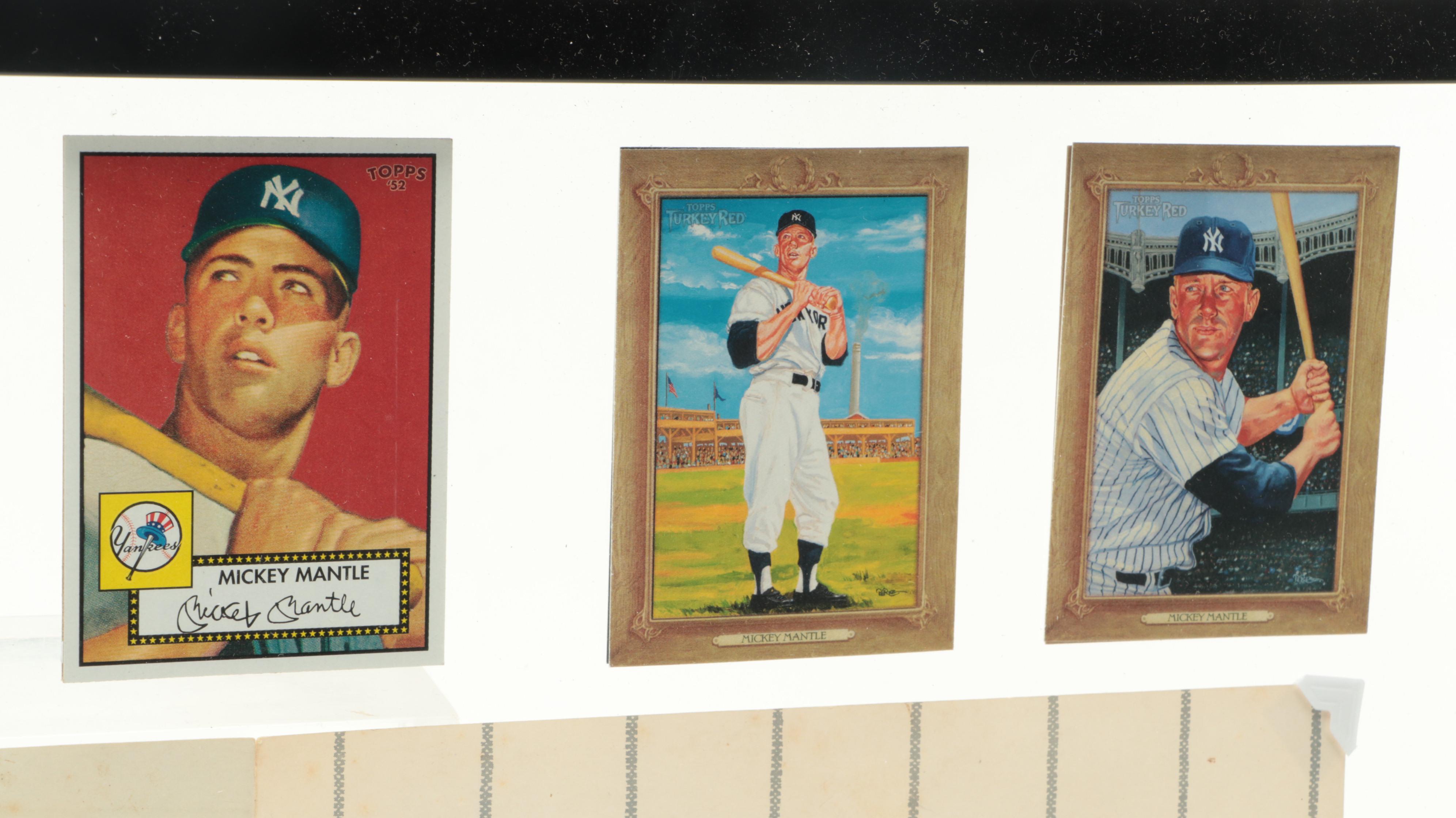 Mickey Mantle Signed Pamphlet Tribute with Cards in Floating Frame