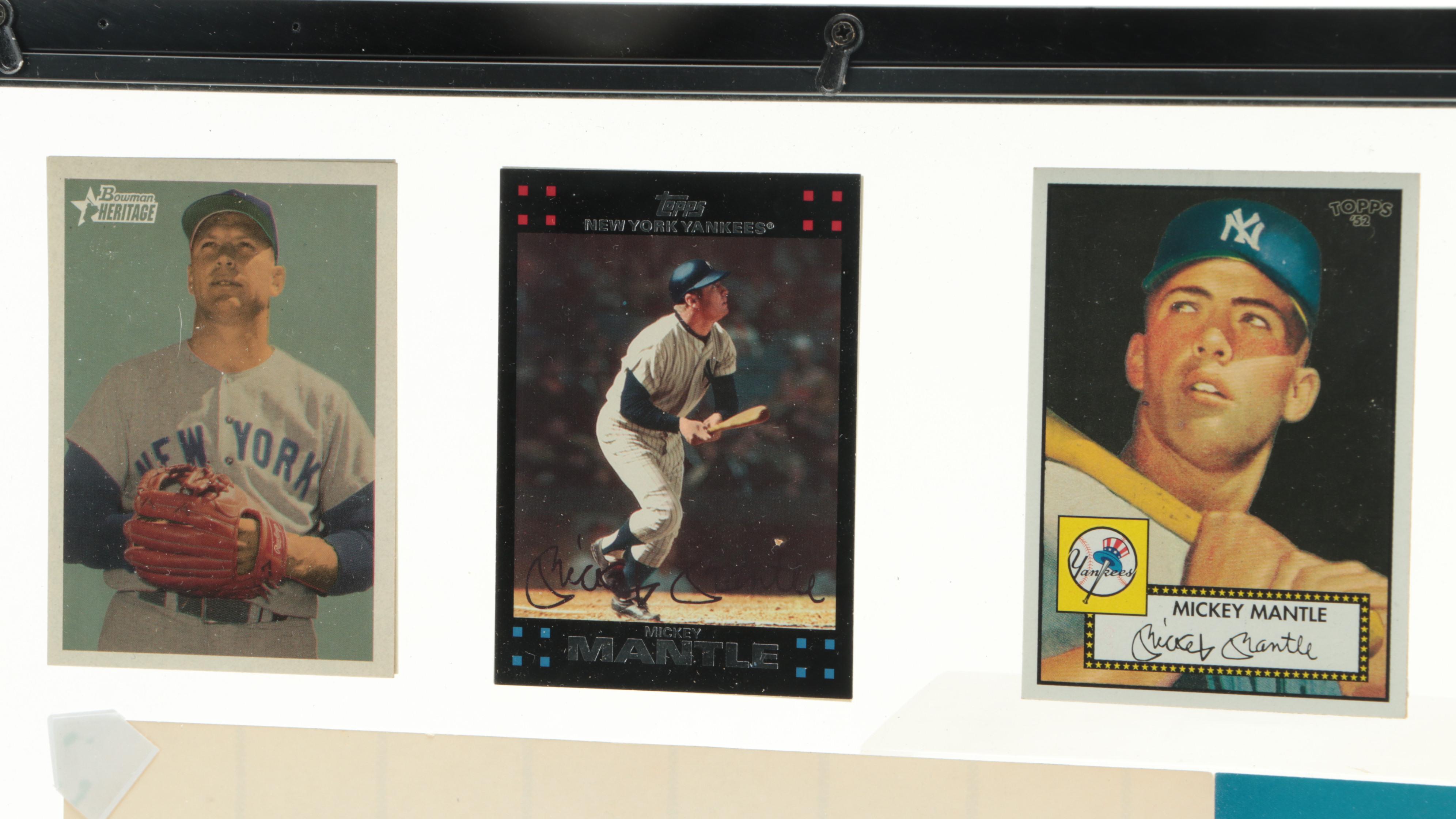 Mickey Mantle Signed Pamphlet Tribute with Cards in Floating Frame