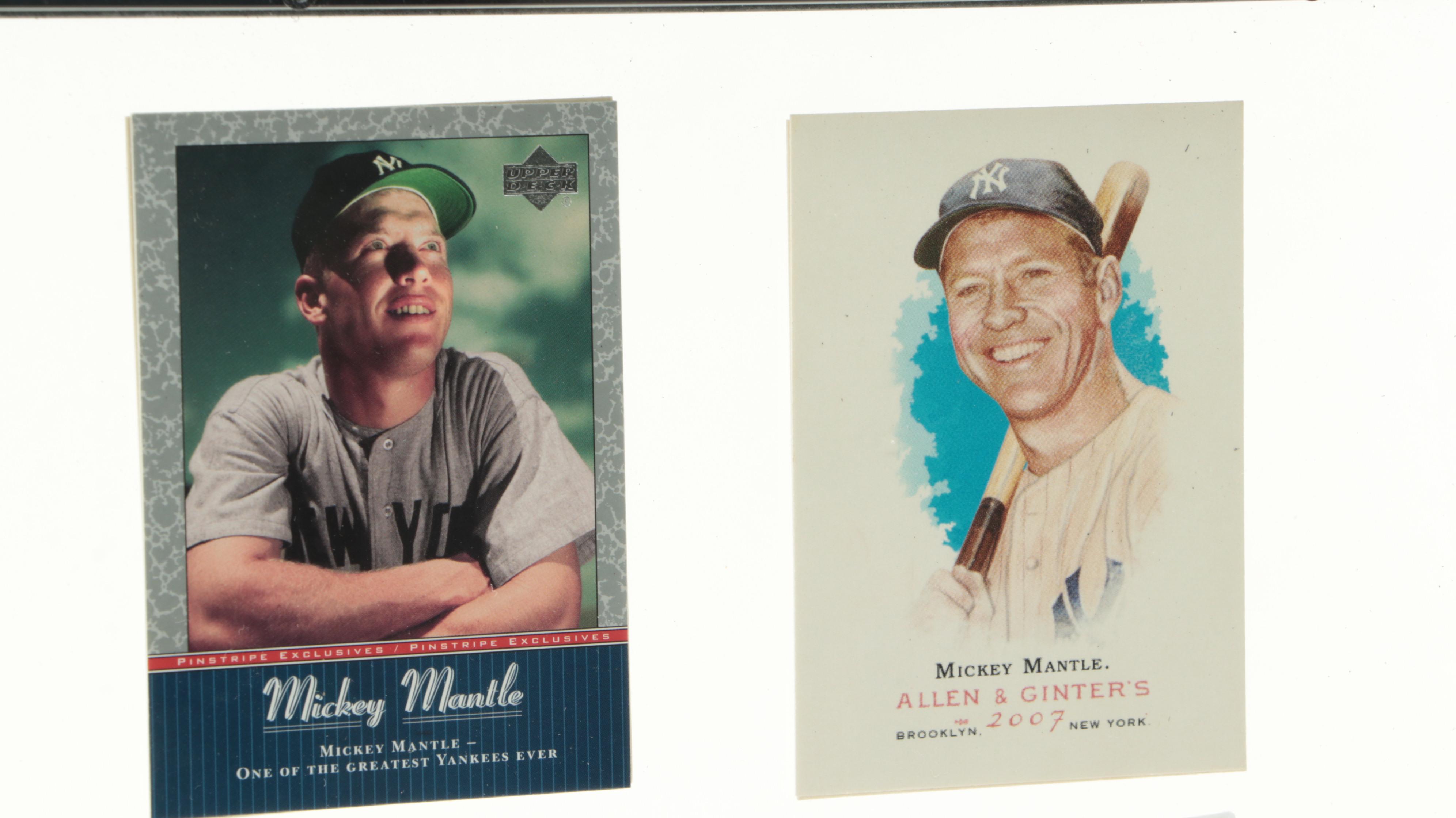 Mickey Mantle Signed Pamphlet Tribute with Cards in Floating Frame