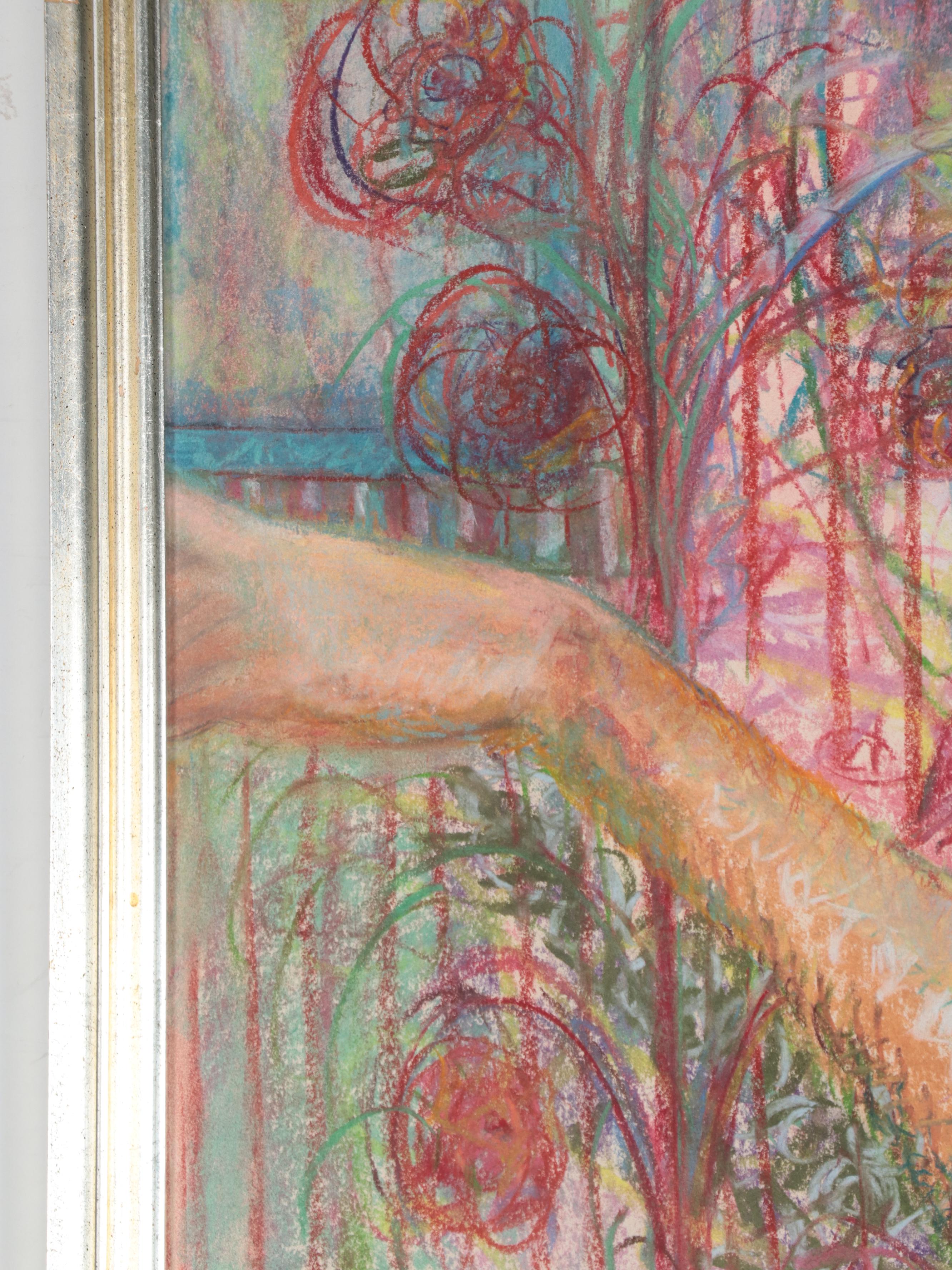 Ruth Norman Fauvist Style Portrait Pastel Drawing, 1967