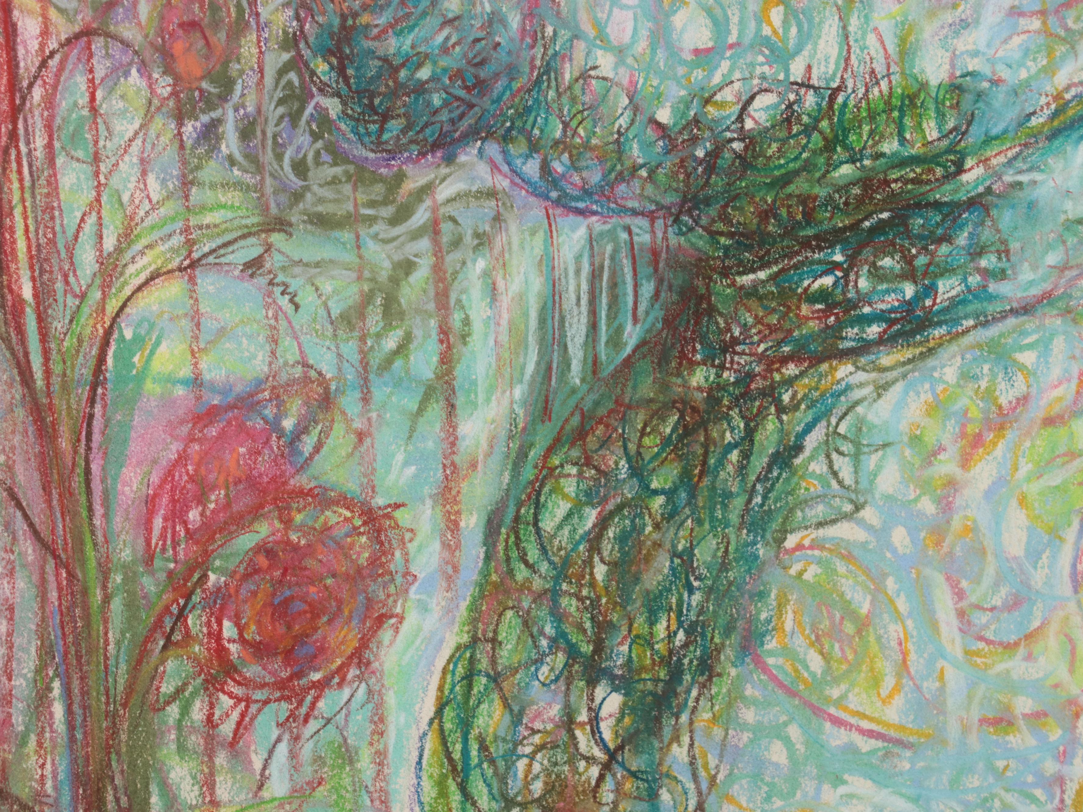 Ruth Norman Fauvist Style Portrait Pastel Drawing, 1967