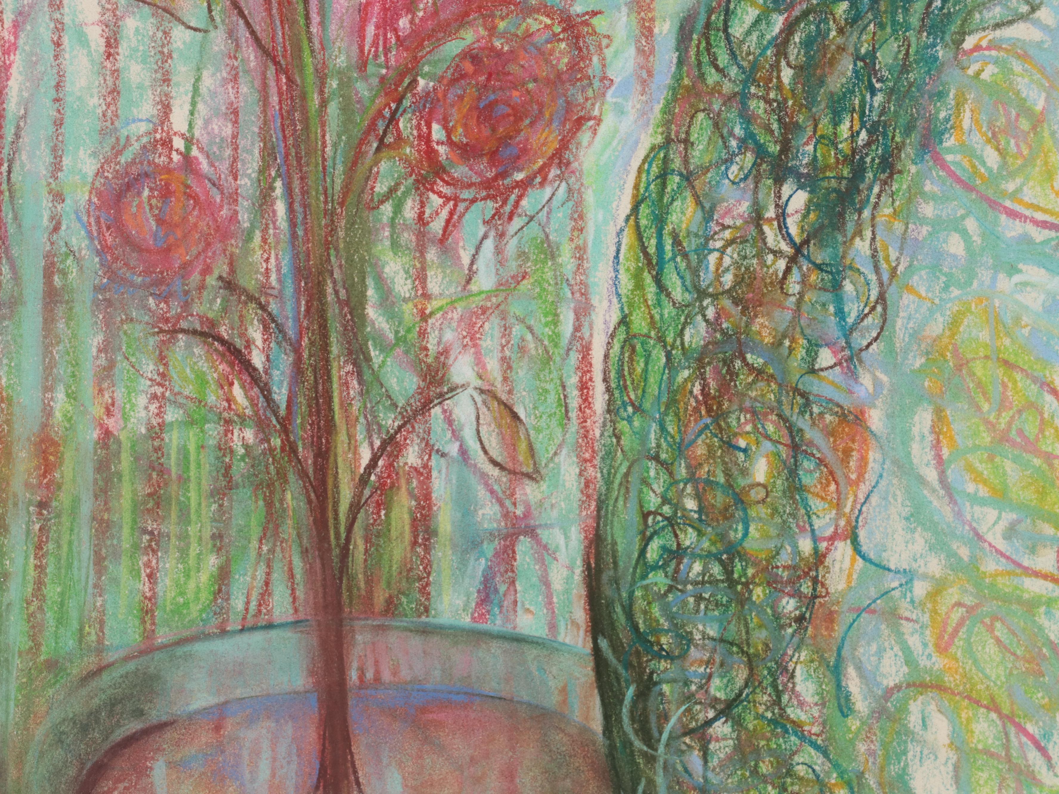 Ruth Norman Fauvist Style Portrait Pastel Drawing, 1967