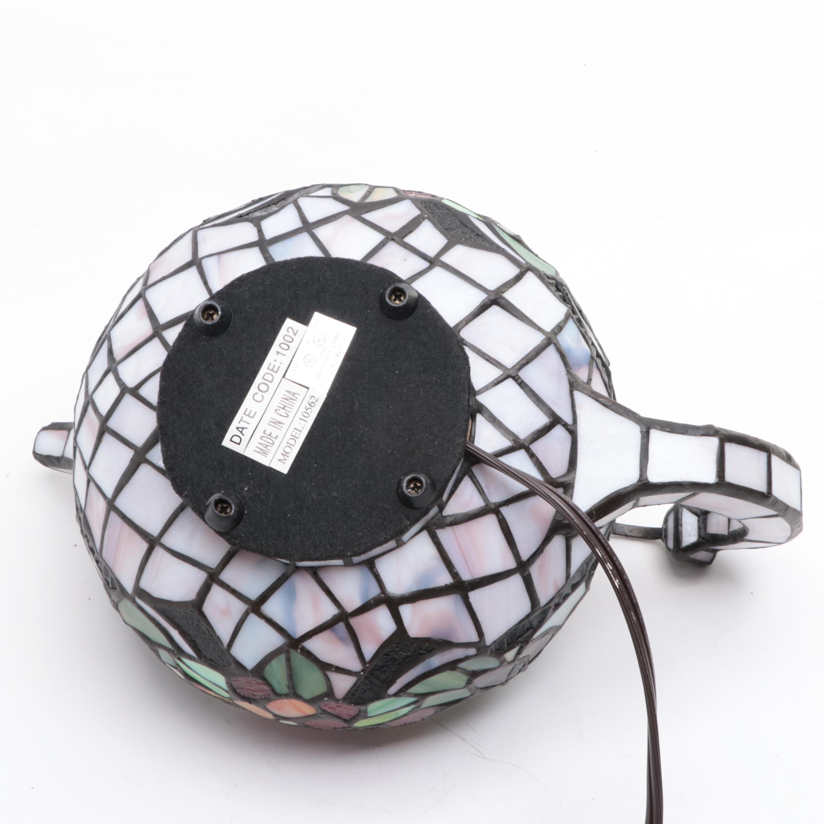 Slag Glass Teapot Accent Lamp, Contemporary