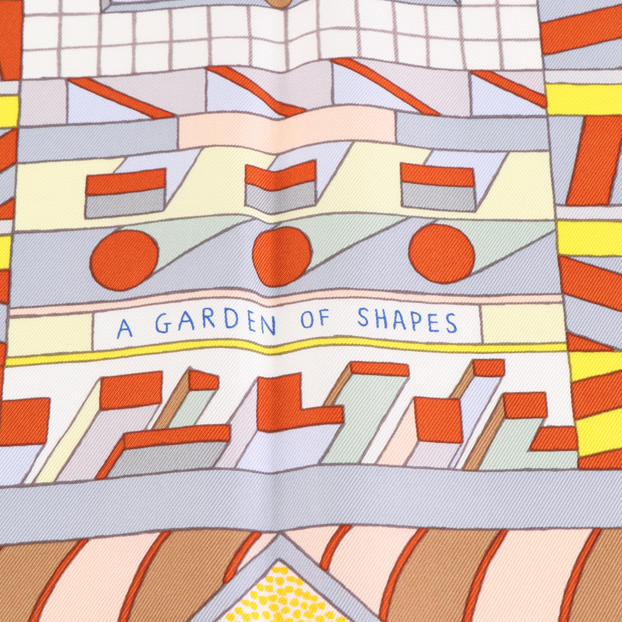 Hermès "A Garden of Shapes" Scarf 90 in Silk Twill with Box