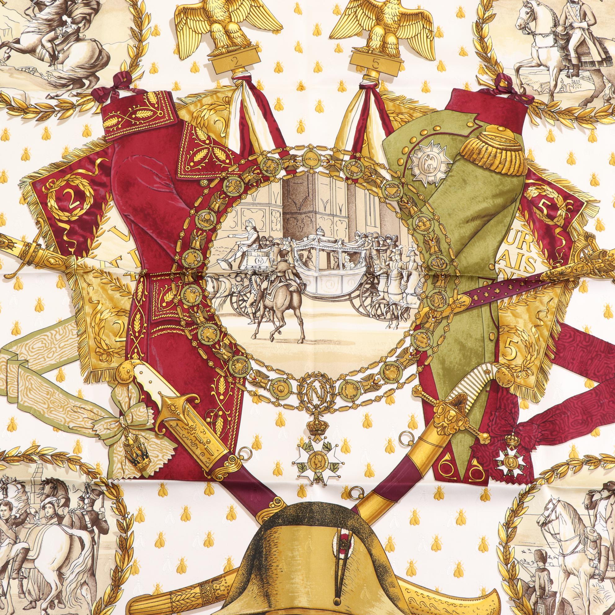 Hermès "Napoléon" Scarf 90 in Silk Jacquard with Box