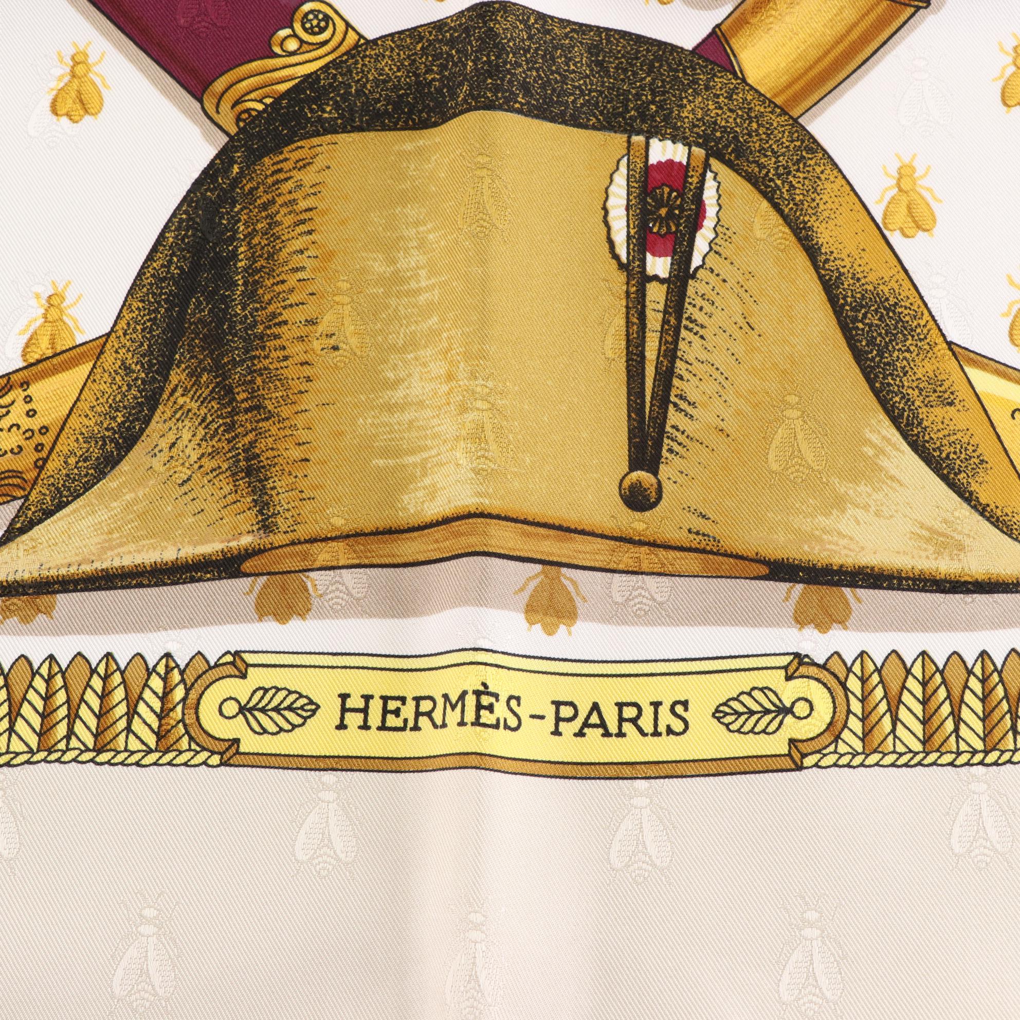 Hermès "Napoléon" Scarf 90 in Silk Jacquard with Box