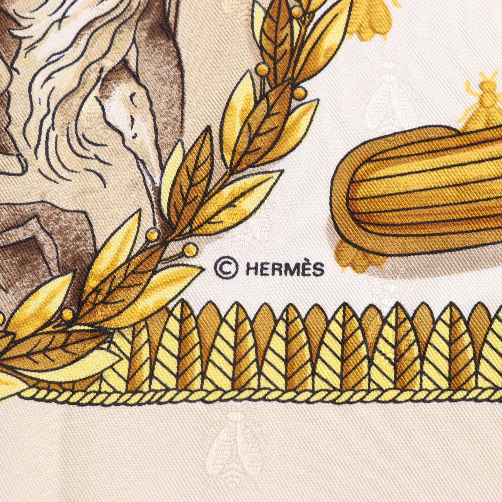 Hermès "Napoléon" Scarf 90 in Silk Jacquard with Box