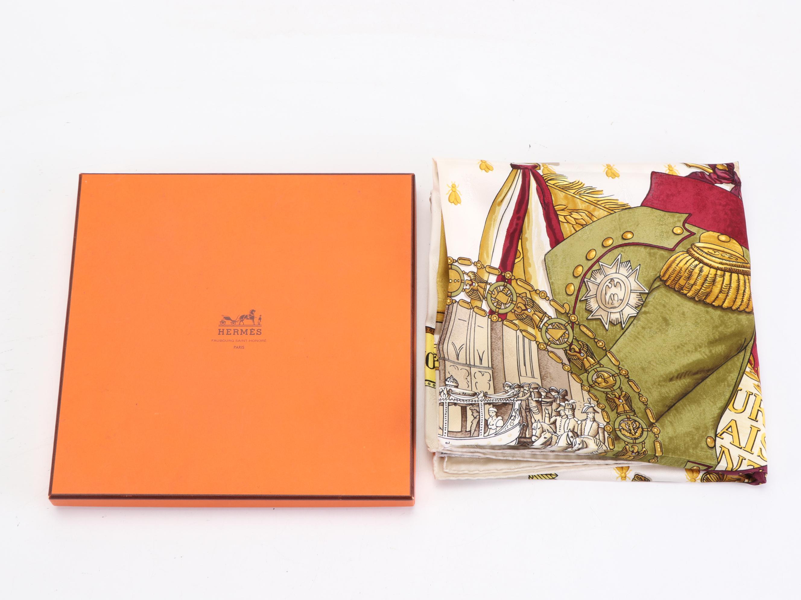 Hermès "Napoléon" Scarf 90 in Silk Jacquard with Box
